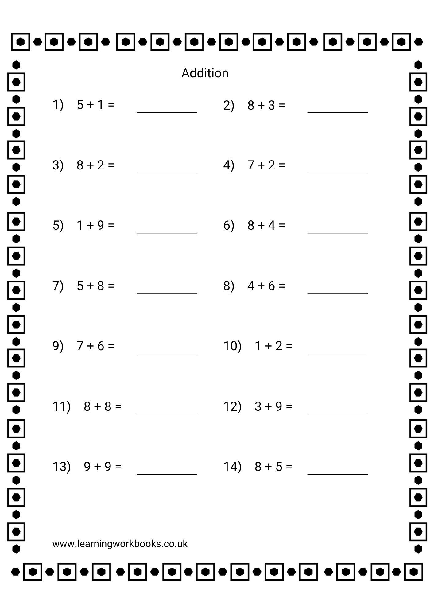 Adding Single Digits Workbook 4