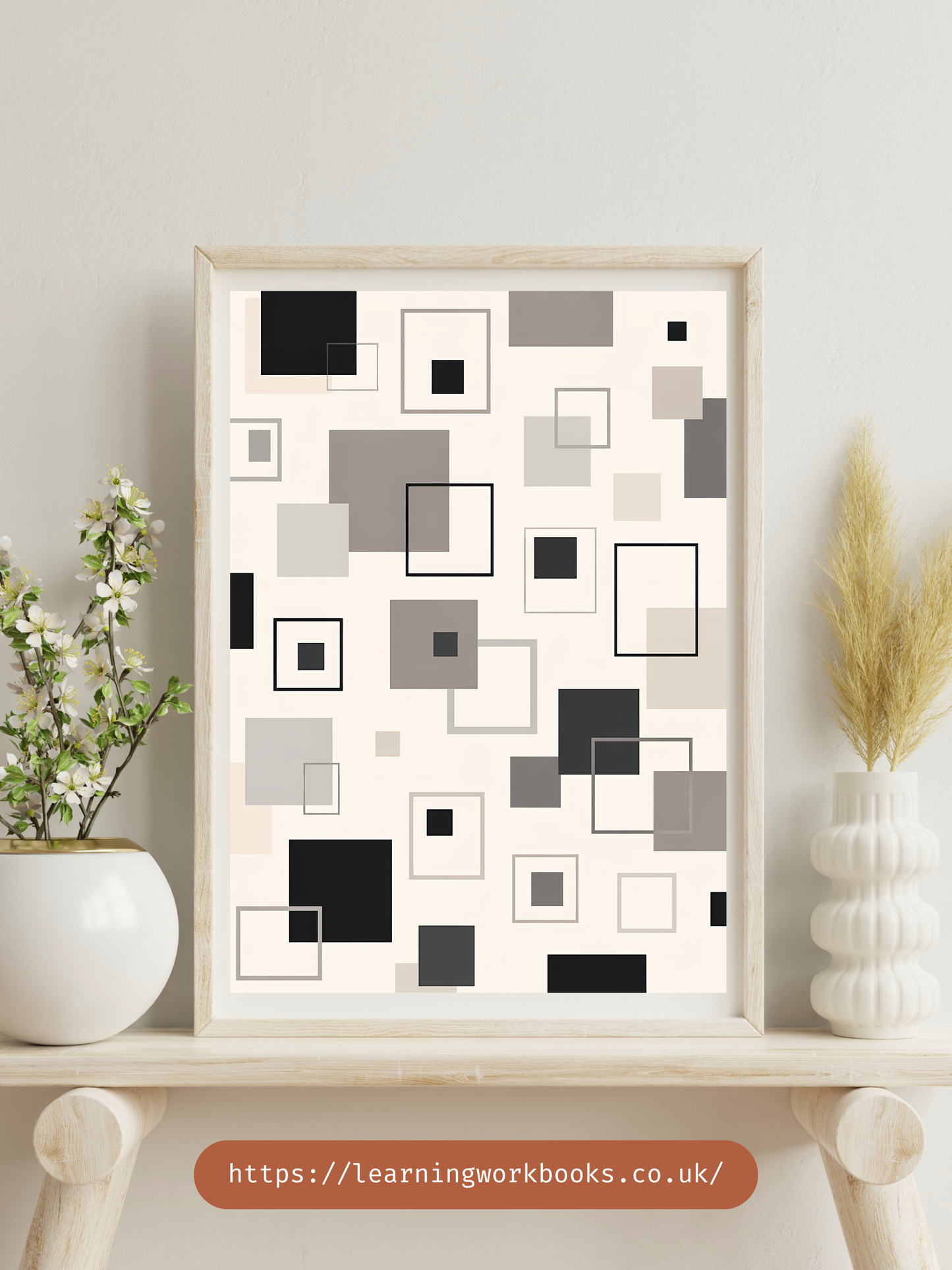 Modern Minimalist Geometric Squares Pattern / Geometric Patterns Wall Art 1 / Premium Printable Digital Download
