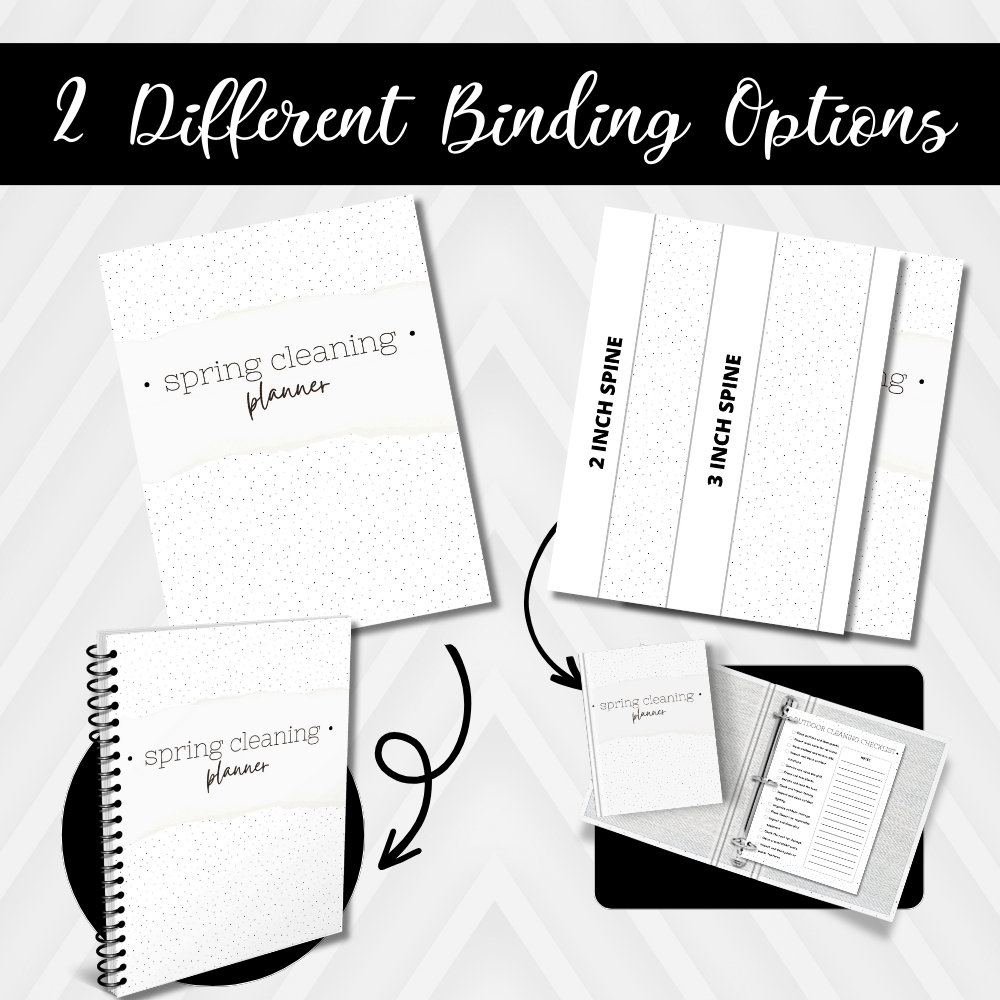 Black and White Spring Cleaning Planner