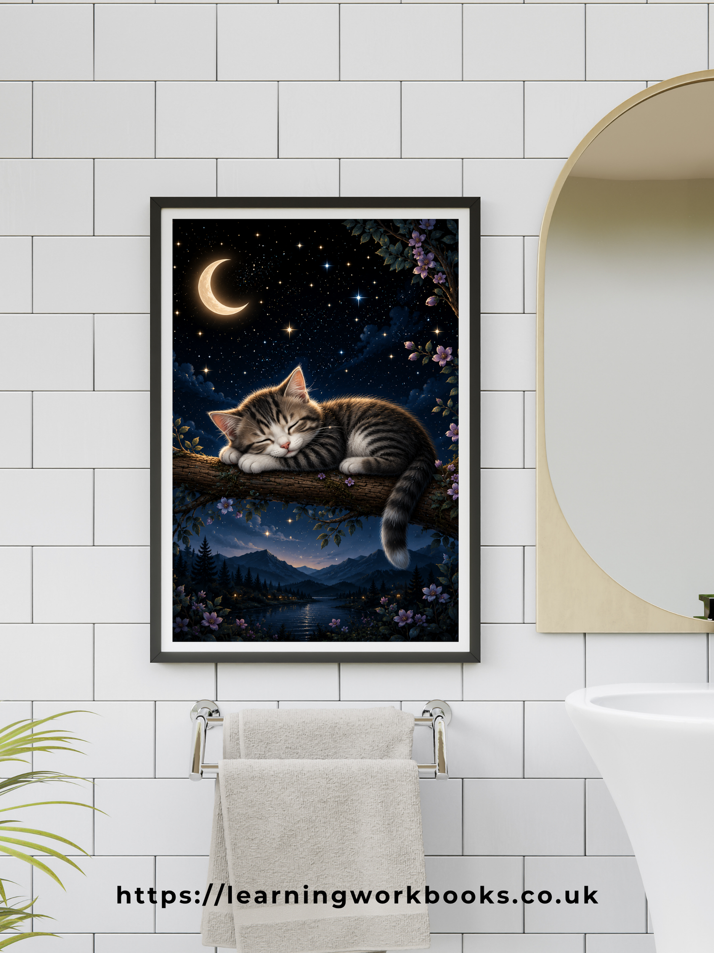 Sleeping Cat on a Branch / Cats Printable Art 2 / Premium Printable Digital Download