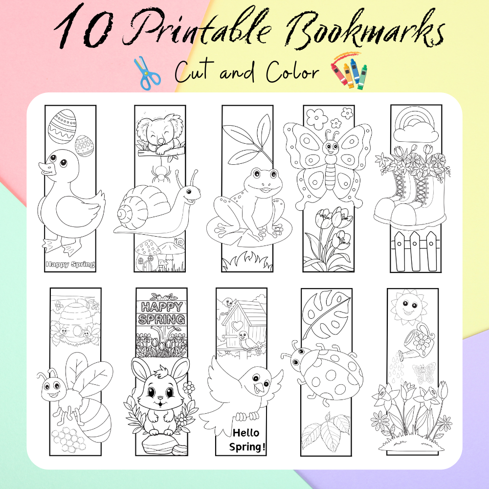 10 Printable Springtime Bookmarks (downloadable digital product)