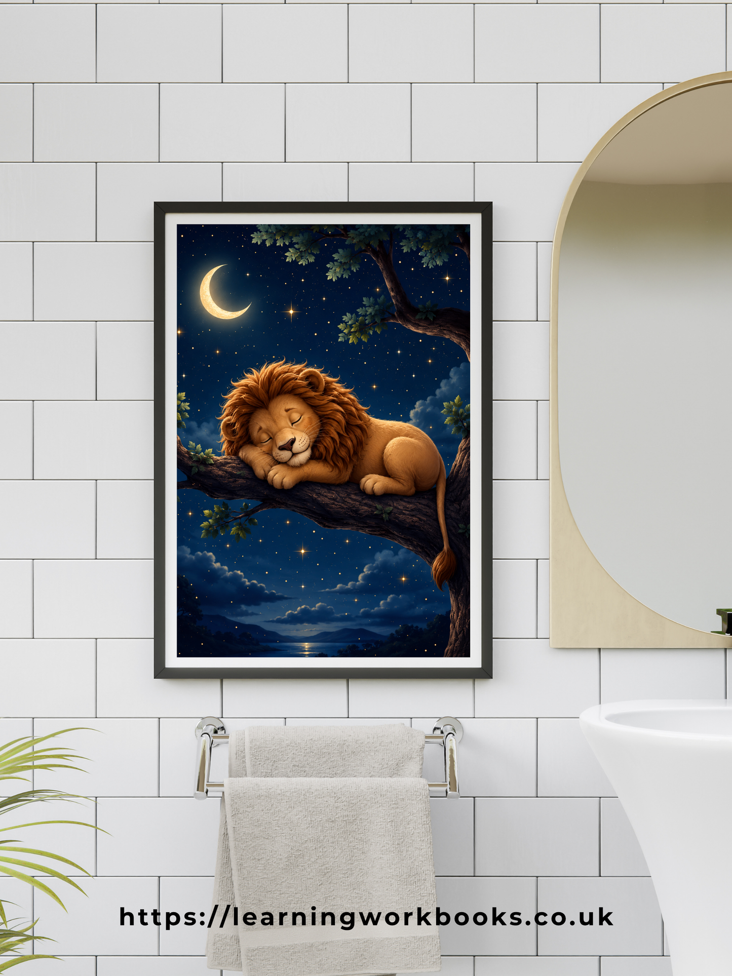 Sleeping Lion on a Branch / Lions Printable Art 2 / Premium Printable Digital Download
