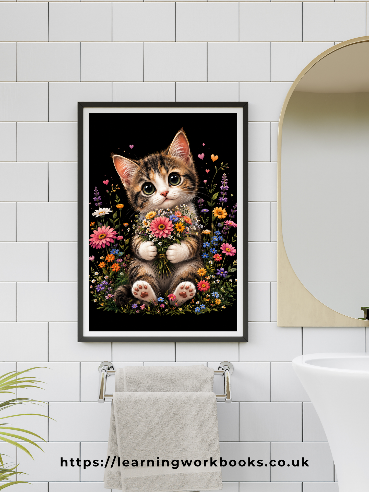 Cute Cat Holding a Bouquet  / Cats Printable Art 1 / Premium Printable Digital Download