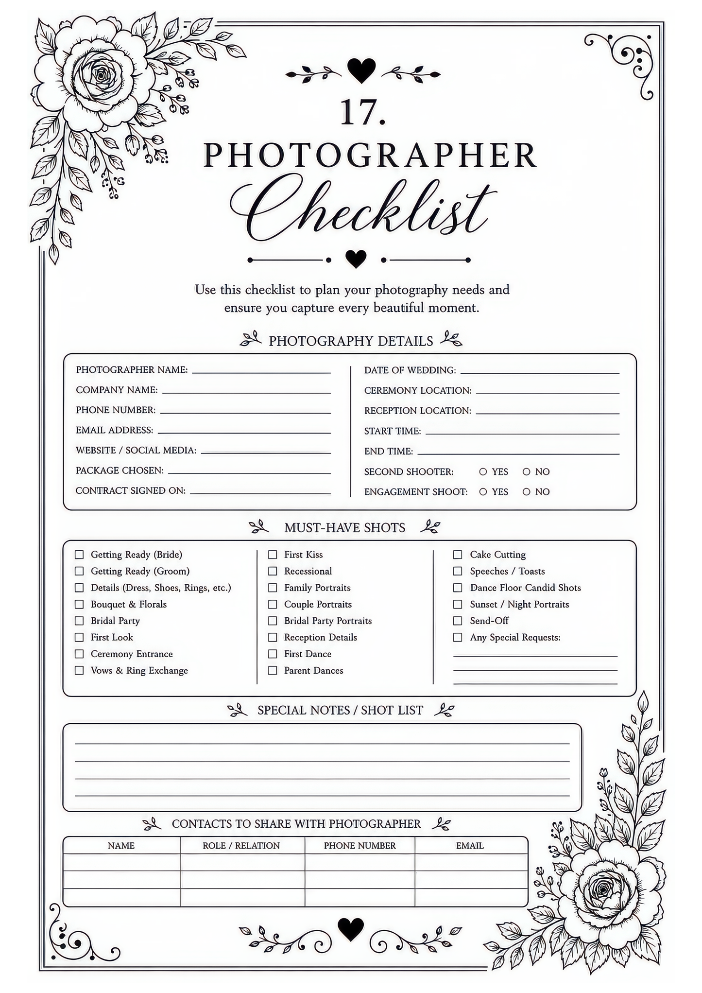 The Complete Wedding Planner – Design Number 1: Ivory and Gold Flowers (downloadable, high quality print, 100 pages)
