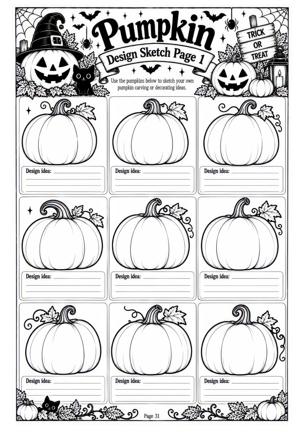 The Complete Halloween Planner / Design 1 / 100 Pages of Printable Halloween Planning Sheets