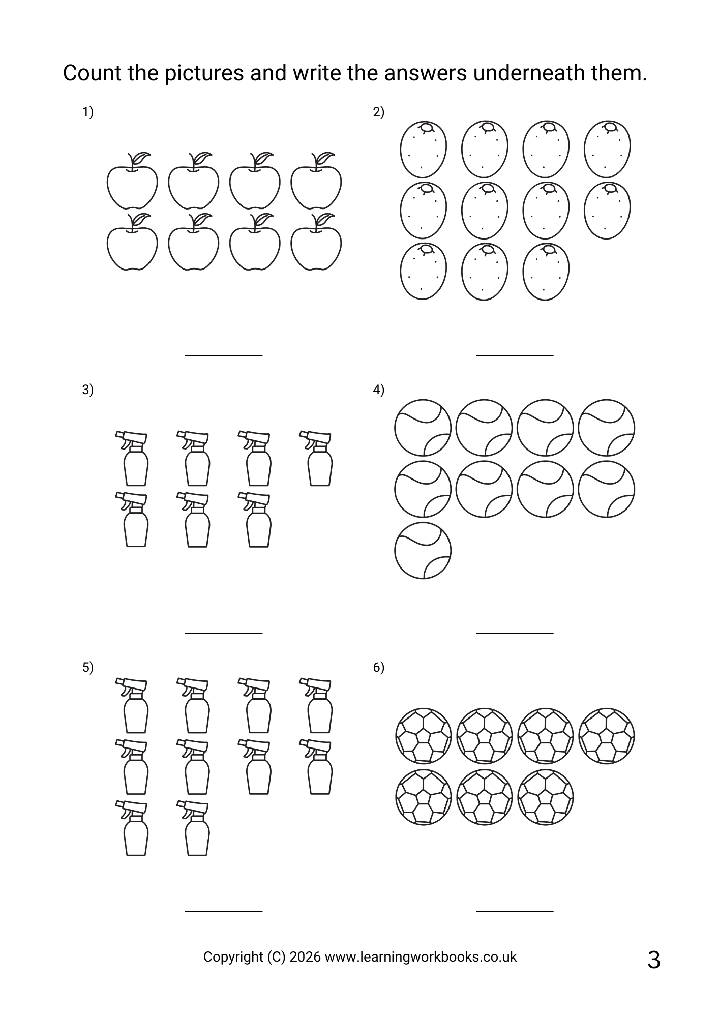 Counting to 20 Workbook 4 (downloadable digital product)