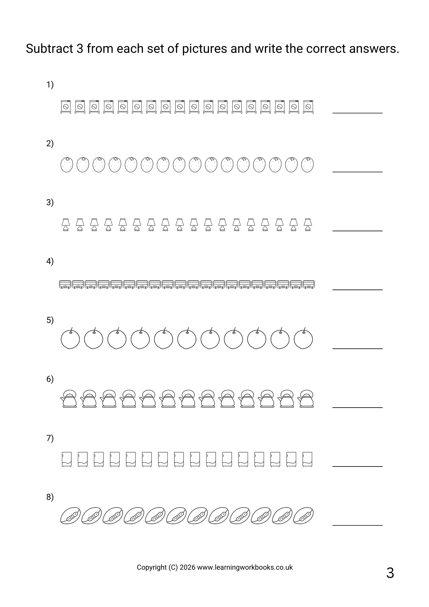 Subtraction to 20 Workbook 3 (downloadable digital product)