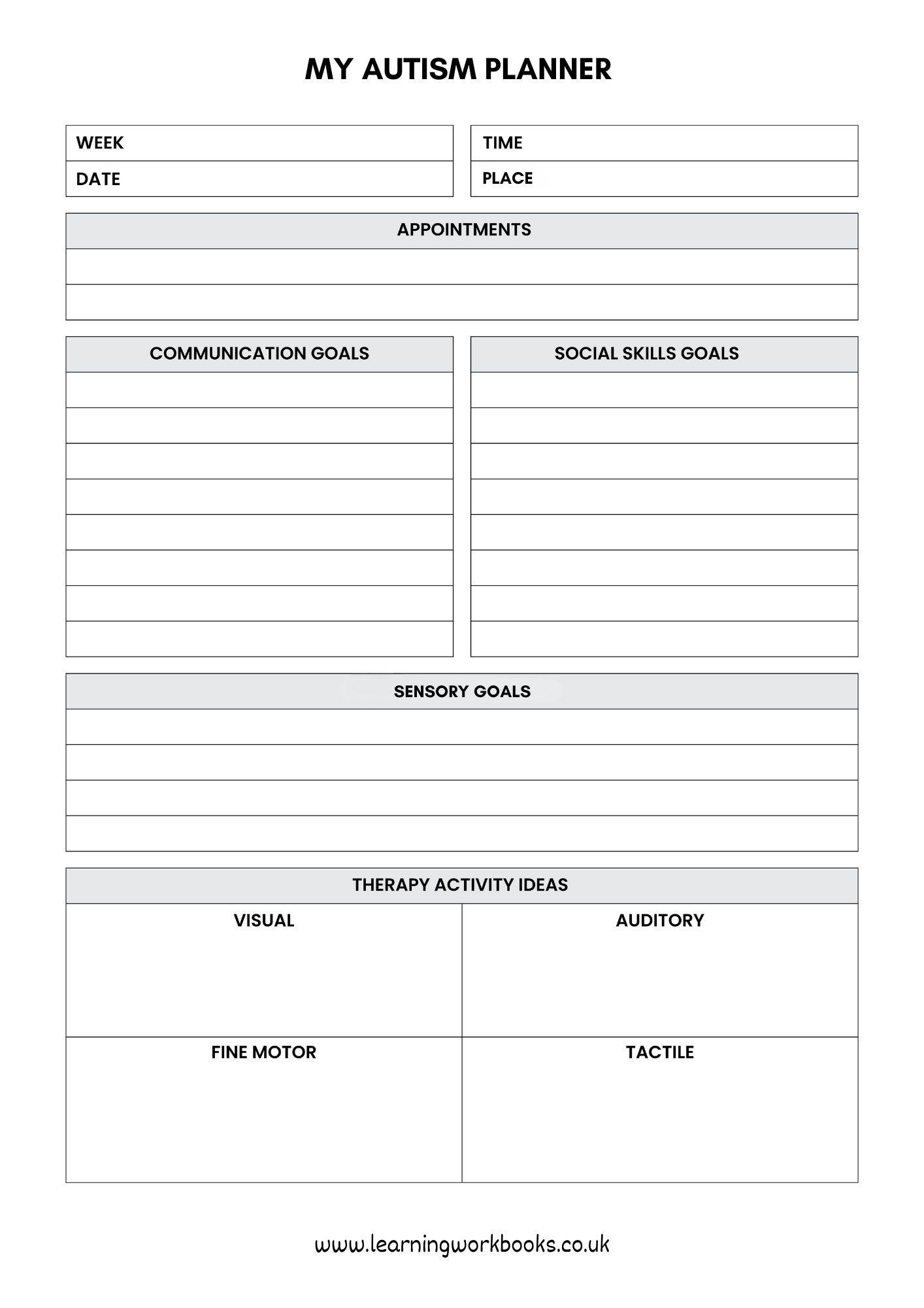 My Autism Planner 12 (downloadable digital product)