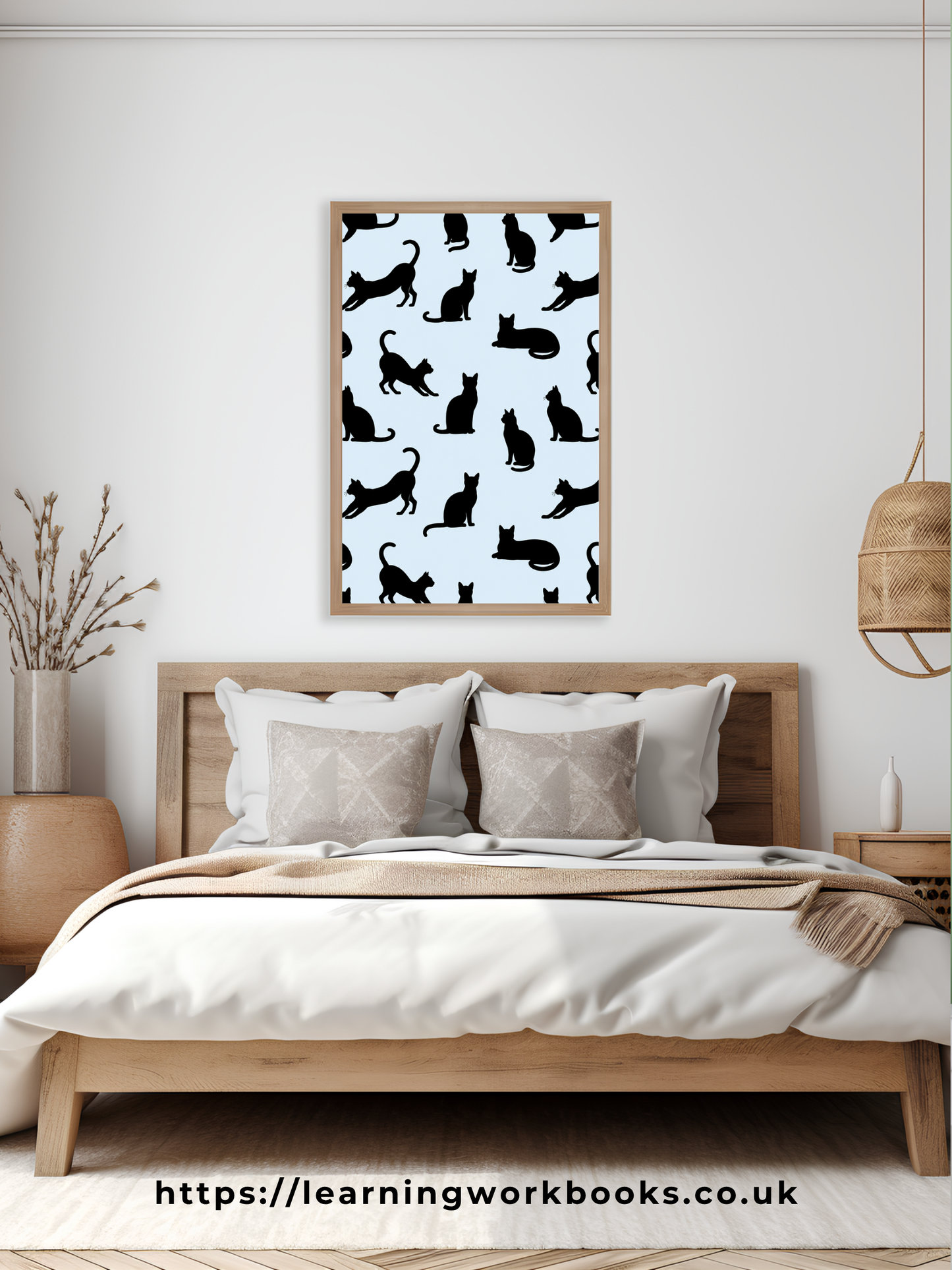 Blue Minimalist Cat Silhouette Pattern / Animal Patterns Printable Art 4 / Premium Printable Digital Download