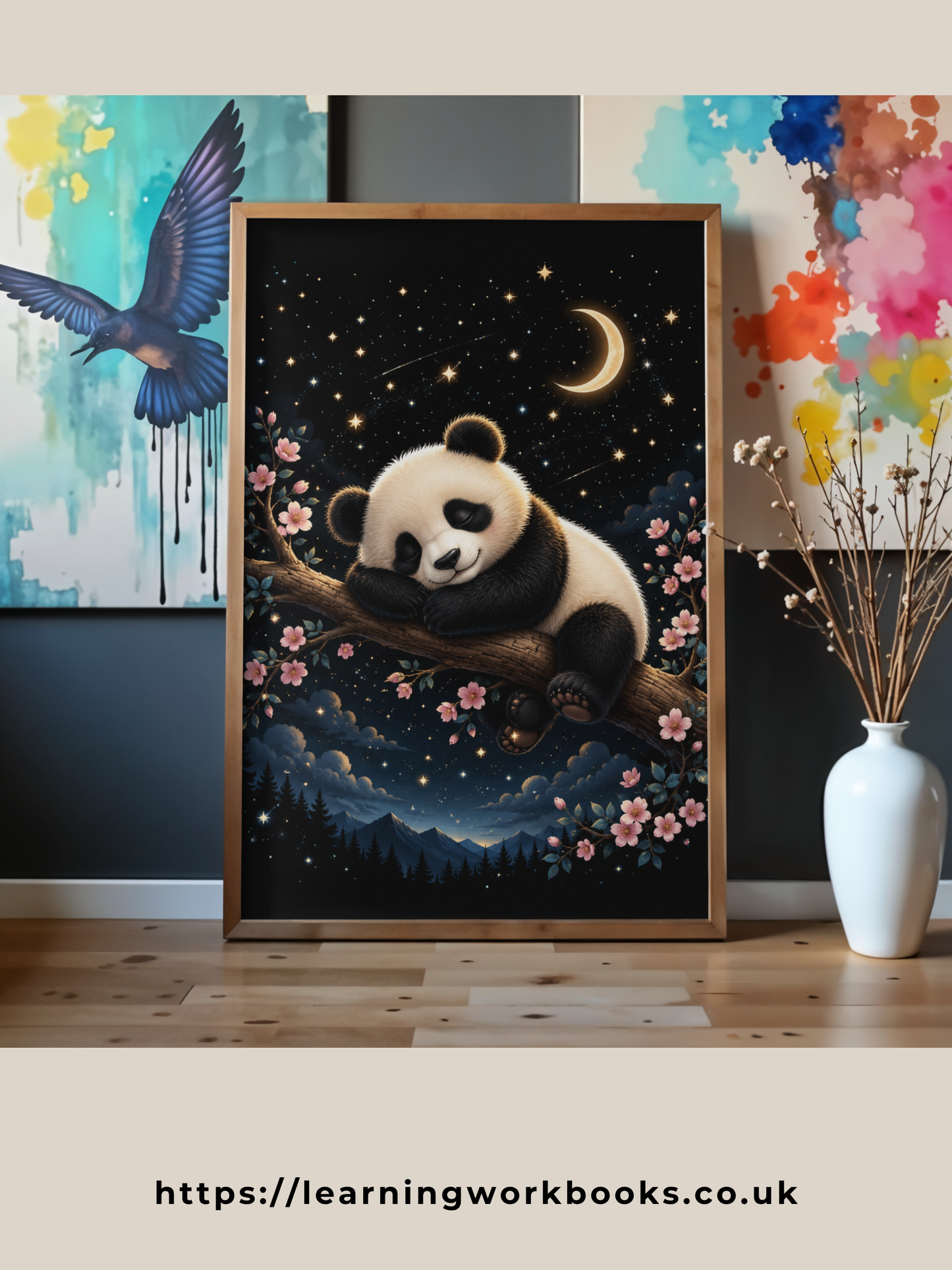 Sleeping Panda on a Branch / Pandas Printable Art 2 / Premium Printable Digital Download
