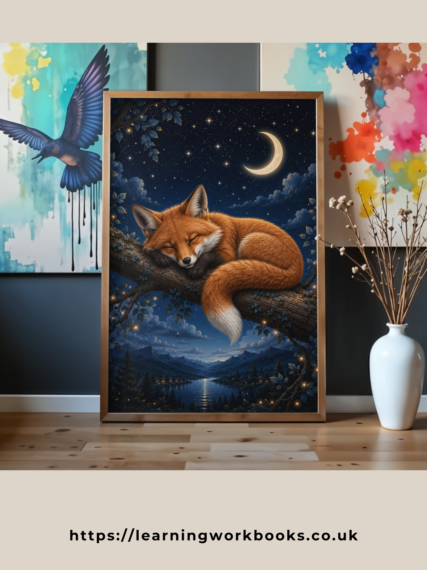 Sleeping Fox on a Branch / Foxes Printable Art 2 / Premium Printable Digital Download