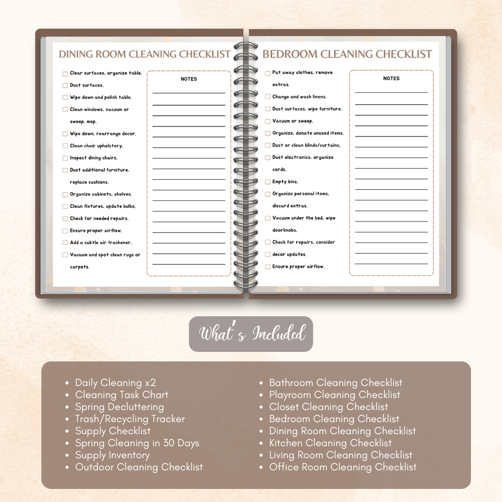 Brown Spring Cleaning Planner