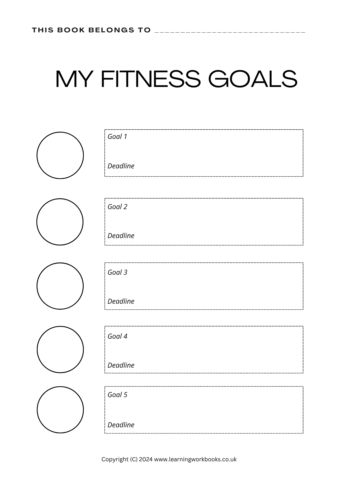 Fitness and Workout Logbook 1 (downloadable digital product)