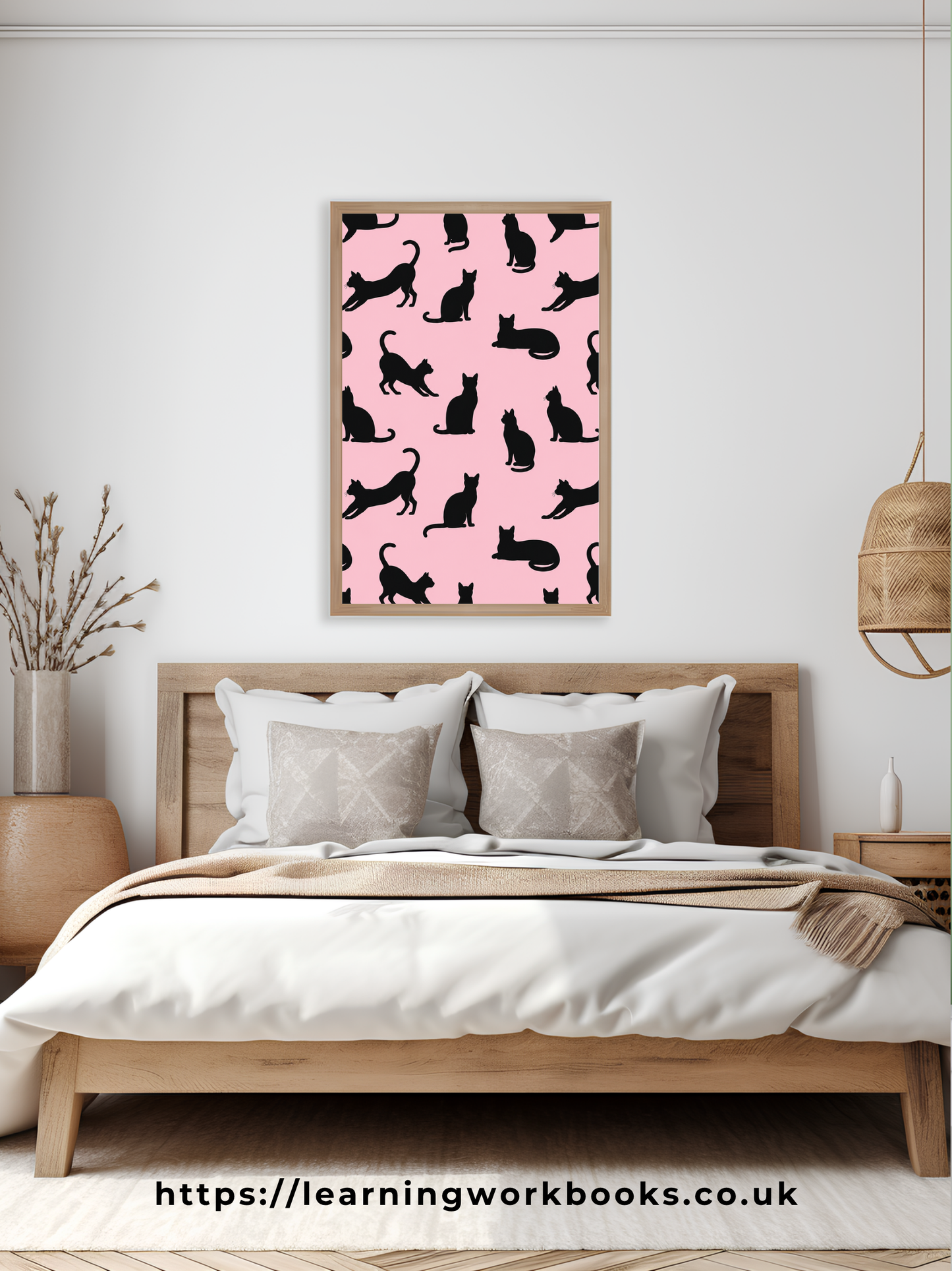 Pink Minimalist Cat Silhouette Pattern / Animal Patterns Printable Art 2 / Premium Printable Digital Download