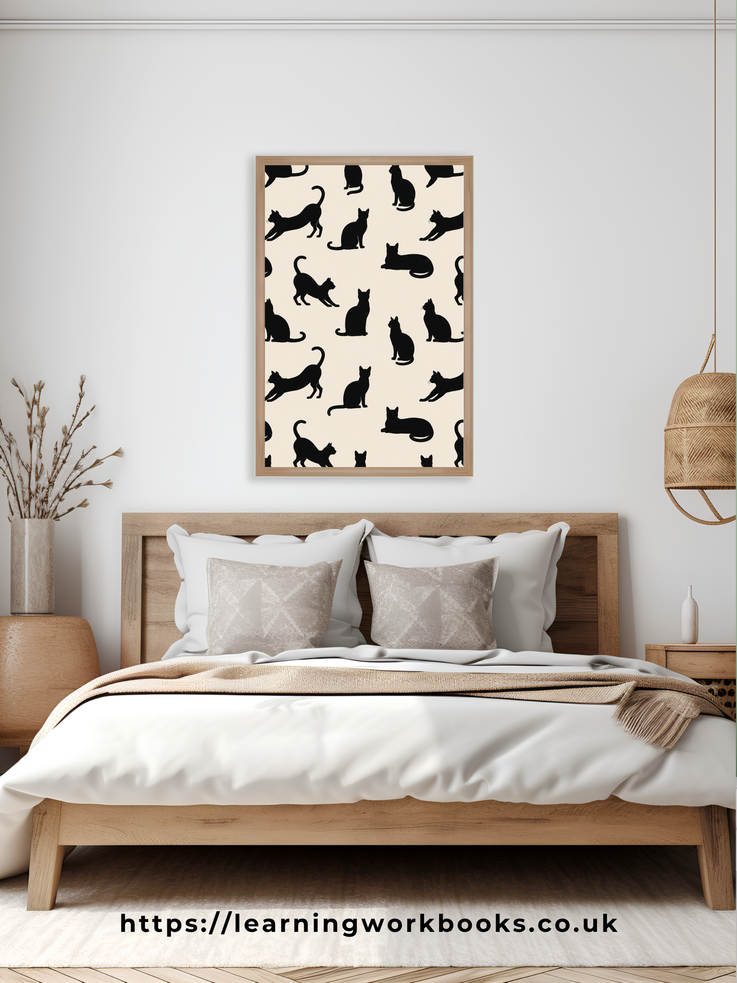 Beige Minimalist Cat Silhouette Pattern / Animal Patterns Printable Art 1 / Premium Printable Digital Download