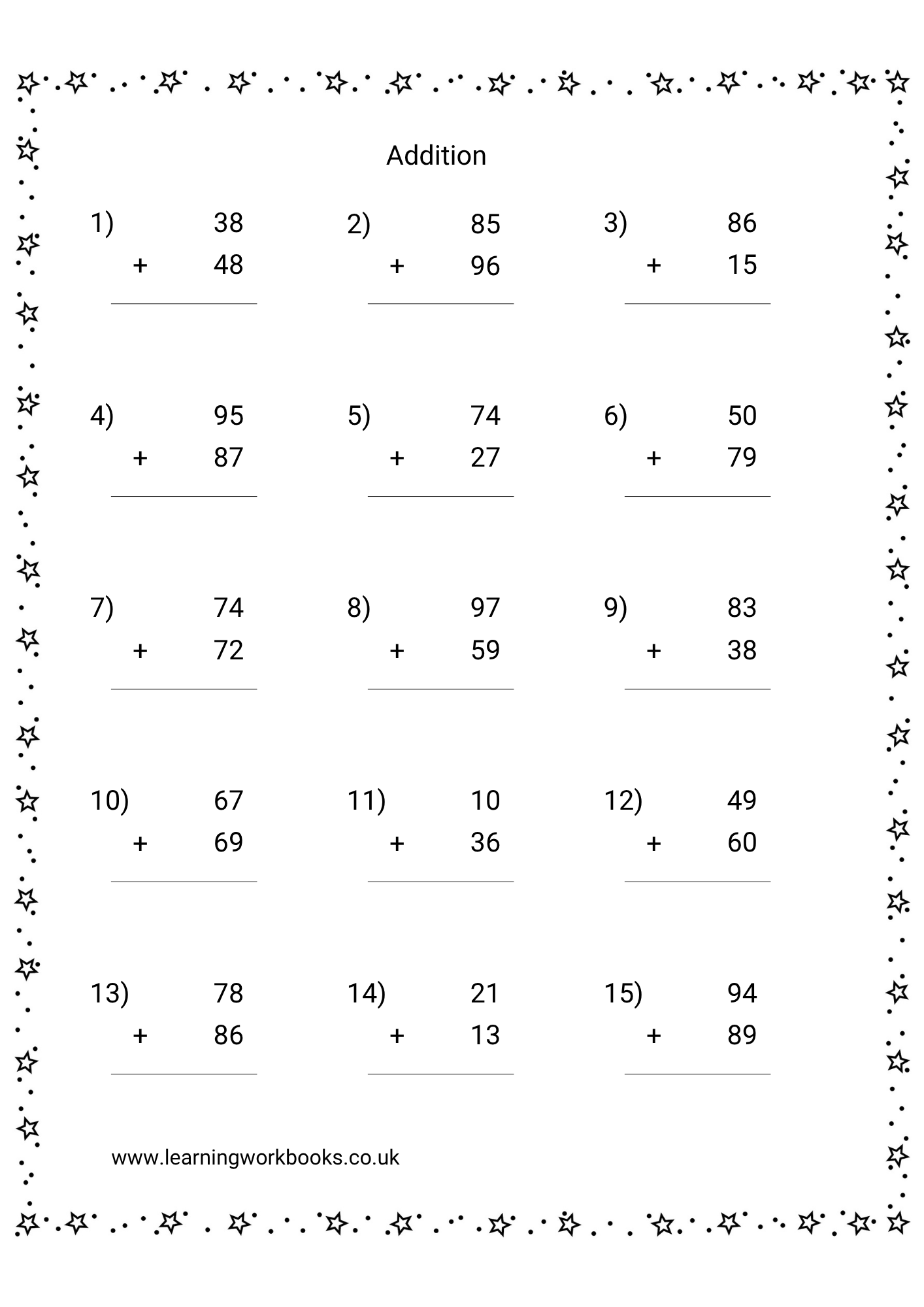 Adding Double Digits Workbook 1 (downloadable digital product)