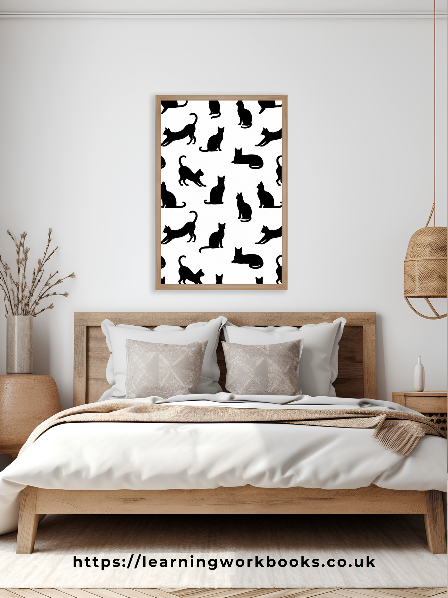 White Minimalist Cat Silhouette Pattern / Animal Patterns Printable Art 3 / Premium Printable Digital Download