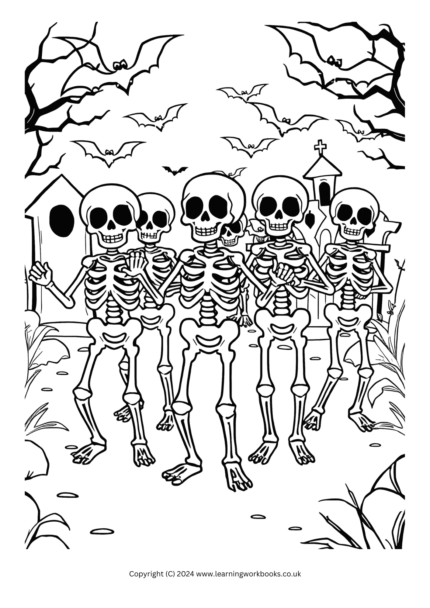 Happy Skeletons Halloween Colouring Book