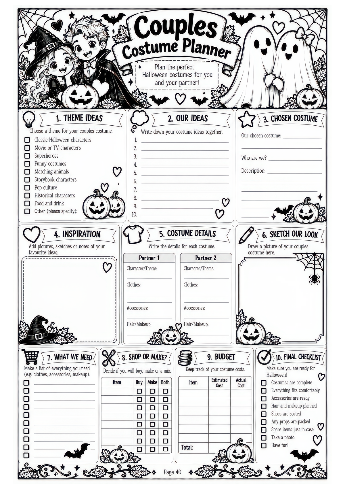 The Complete Halloween Planner / Design 1 / 100 Pages of Printable Halloween Planning Sheets