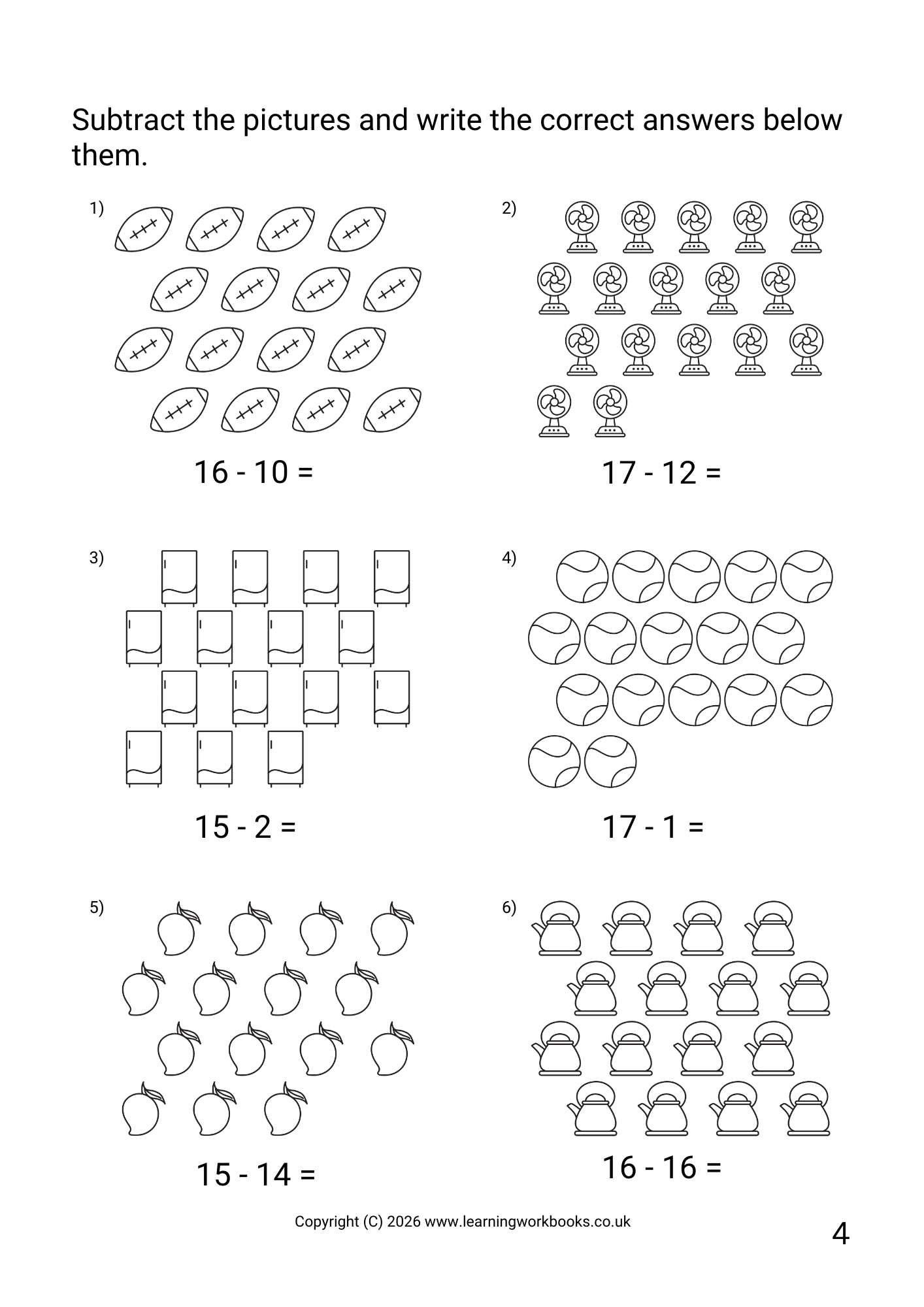 Subtraction to 20 Workbook 2 (downloadable digital product)