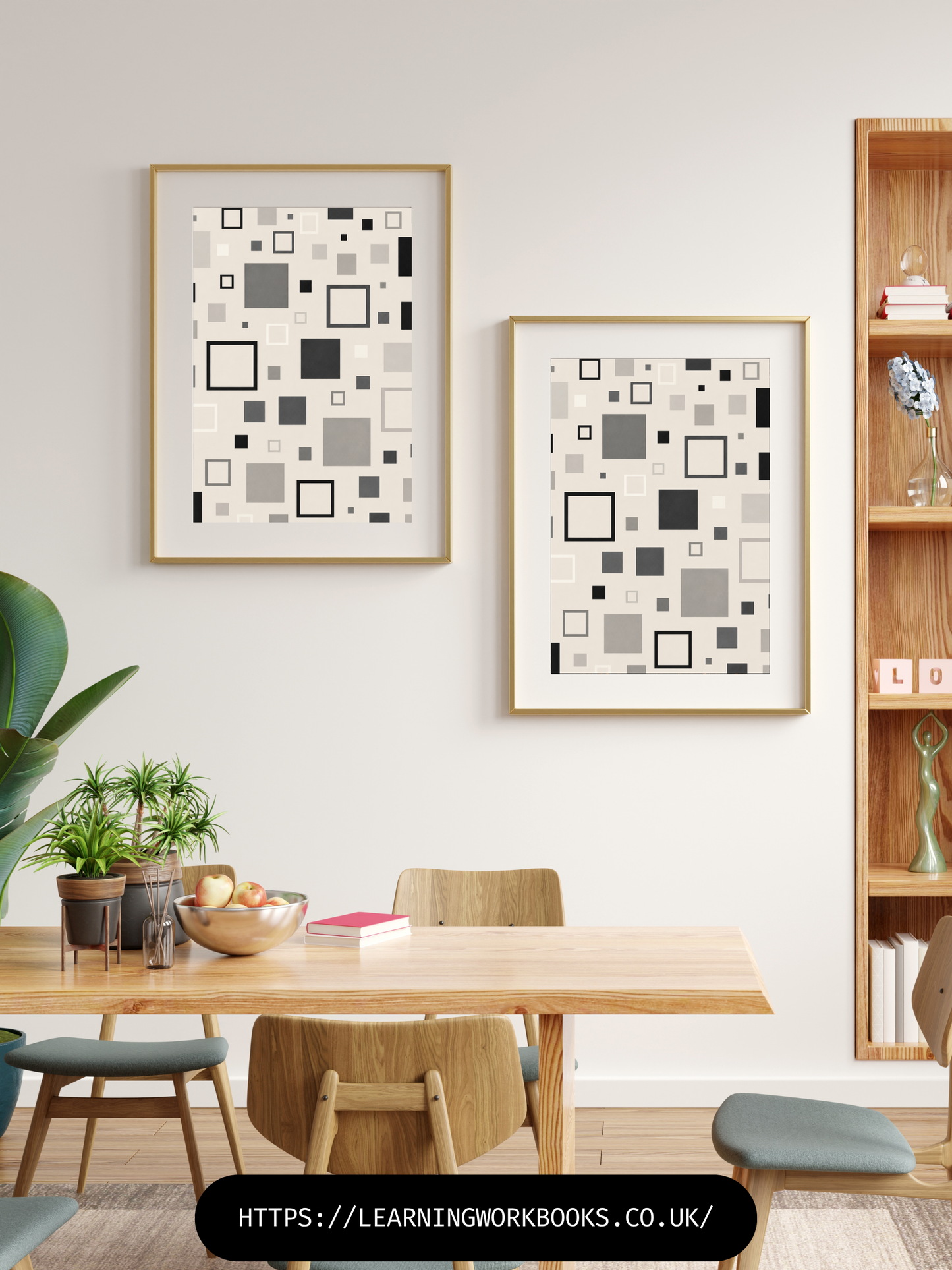 Modern Minimalist Geometric Squares Pattern / Geometric Patterns Wall Art 2 / Premium Printable Digital Download