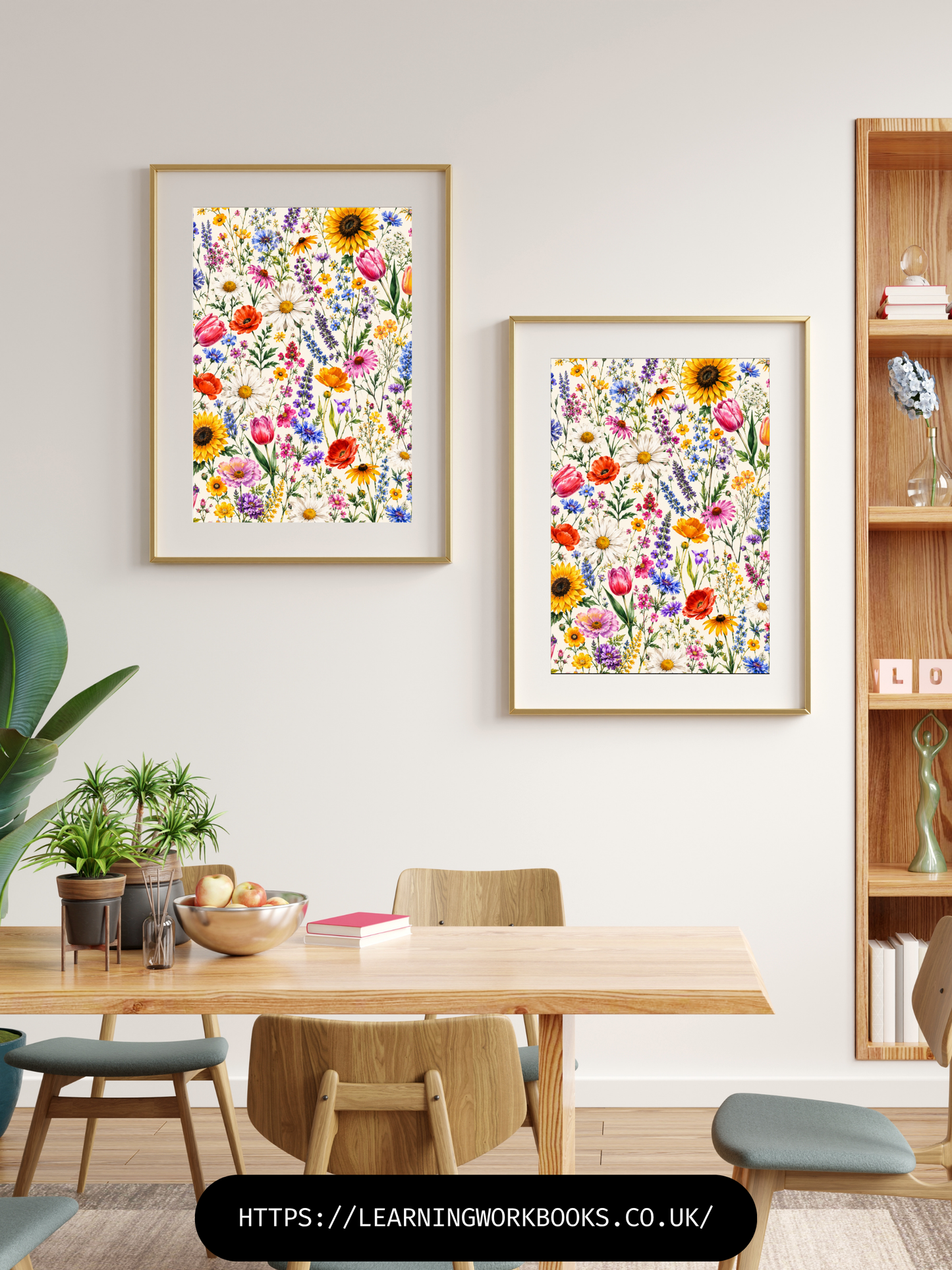 Vibrant Wildflower Garden Pattern / Floral Printable Art 5 / Premium Printable Digital Download