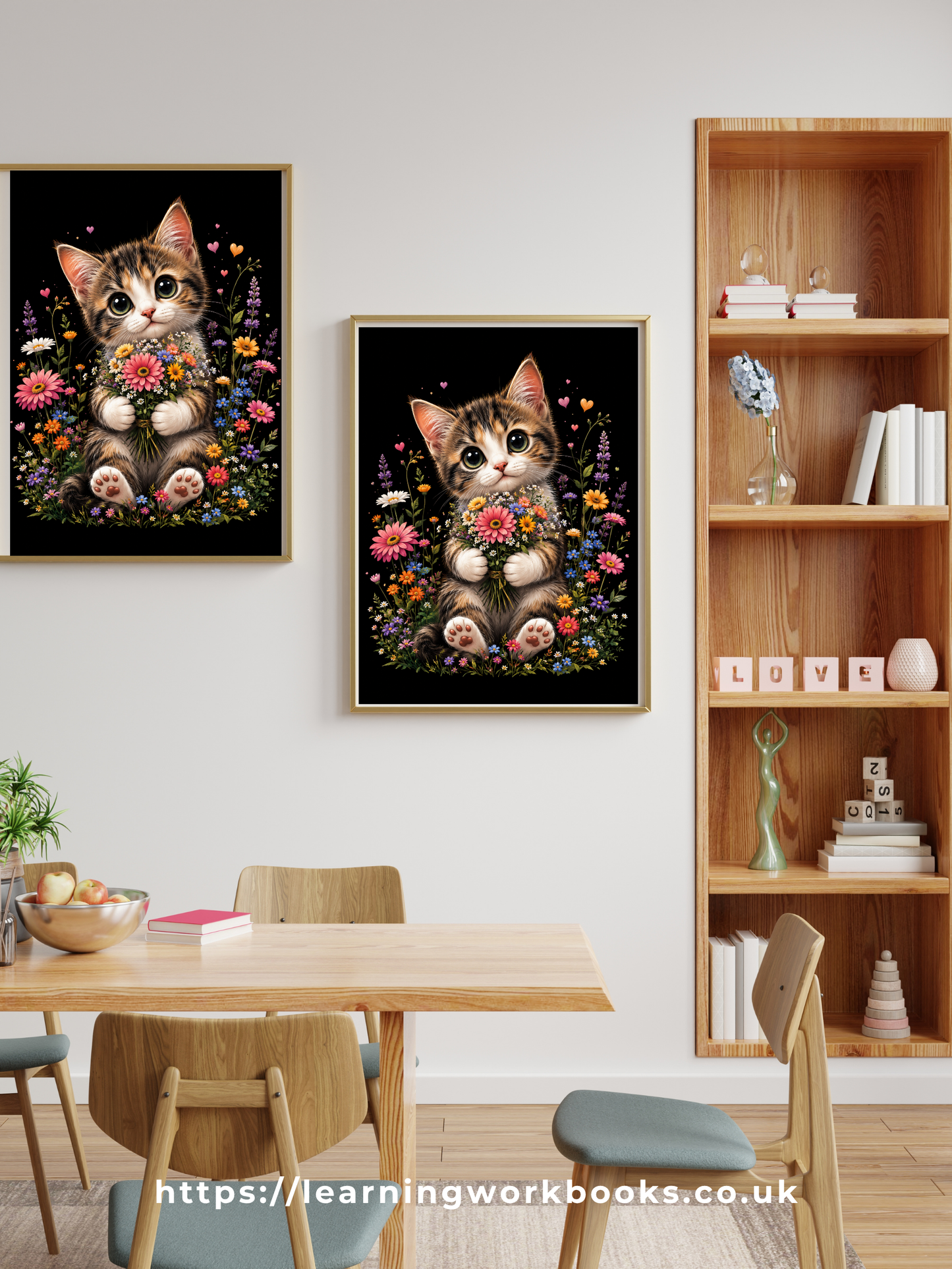 Cute Cat Holding a Bouquet  / Cats Printable Art 1 / Premium Printable Digital Download