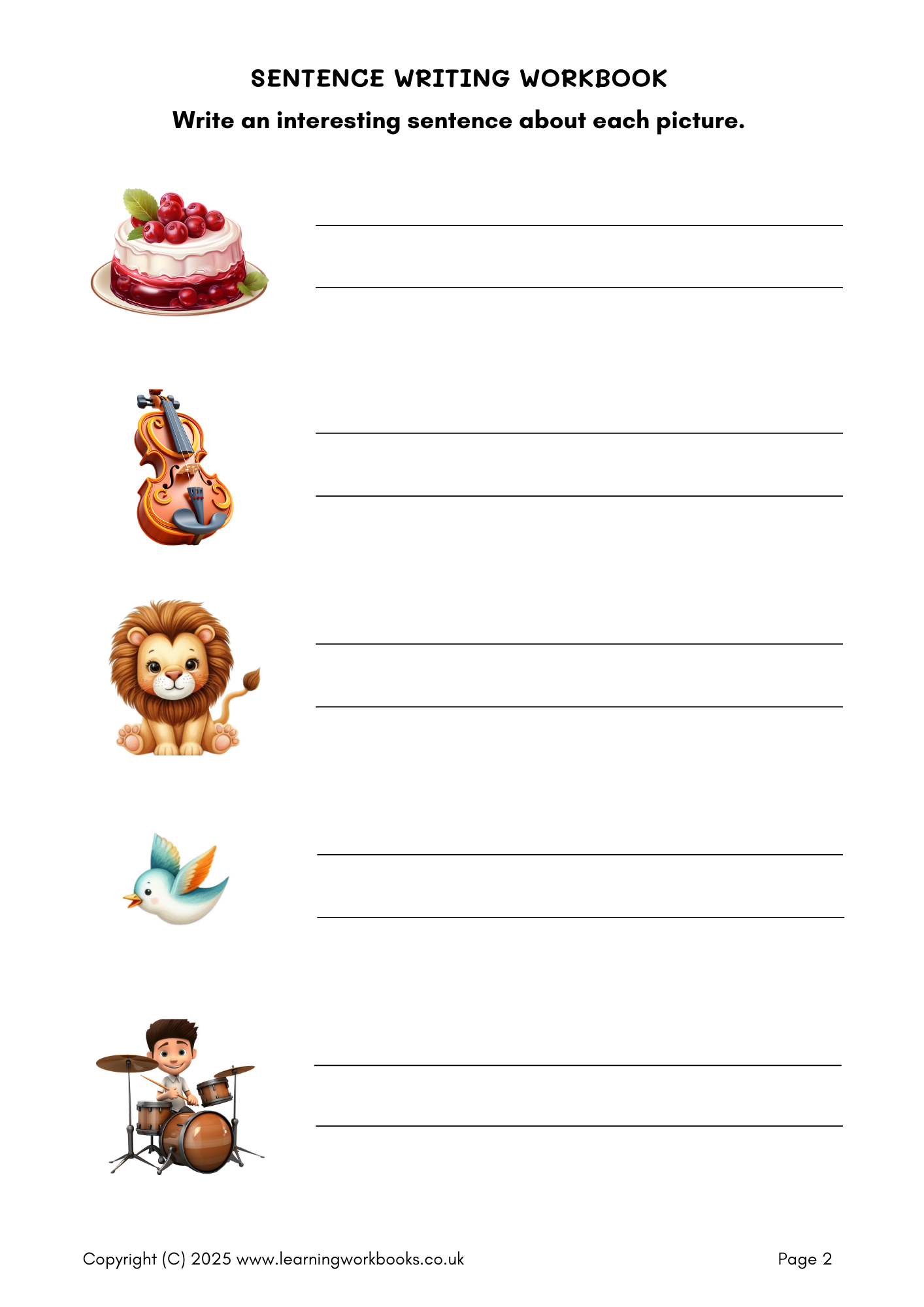 Sentence Writing Workbook 1 (downloadable digital product)