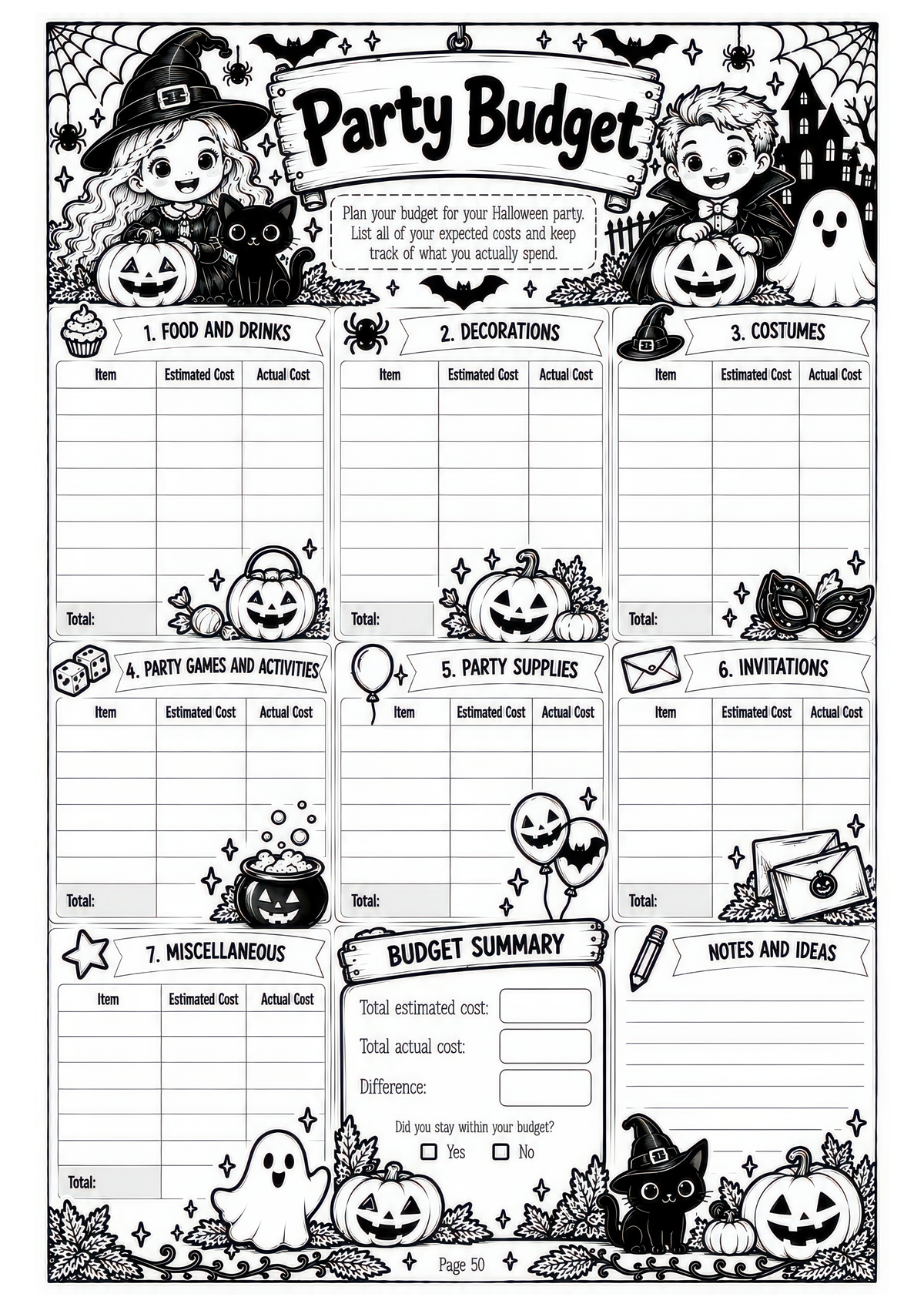 The Complete Halloween Planner / Design 1 / 100 Pages of Printable Halloween Planning Sheets
