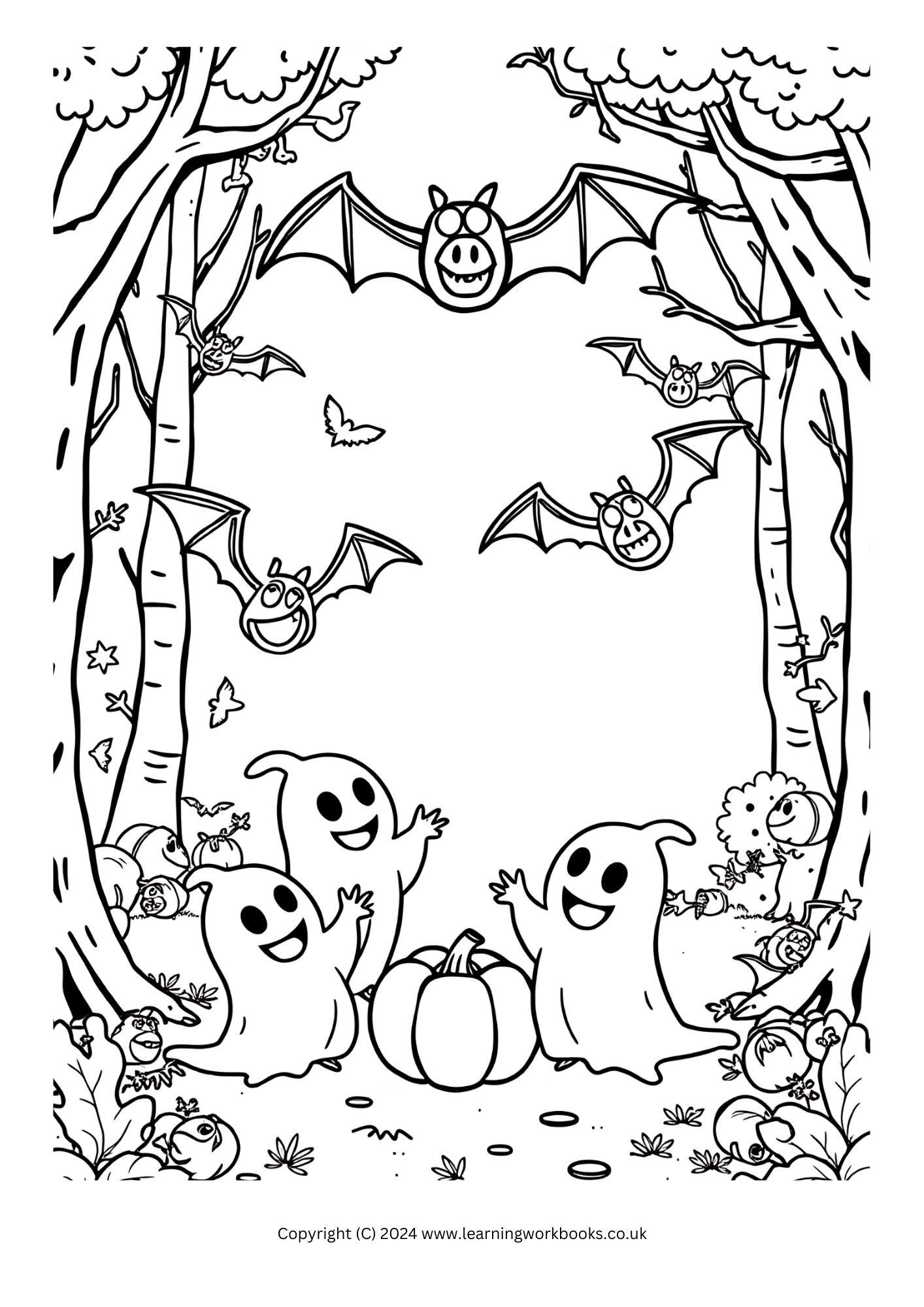 Haunted Forest Halloween Colouring Book