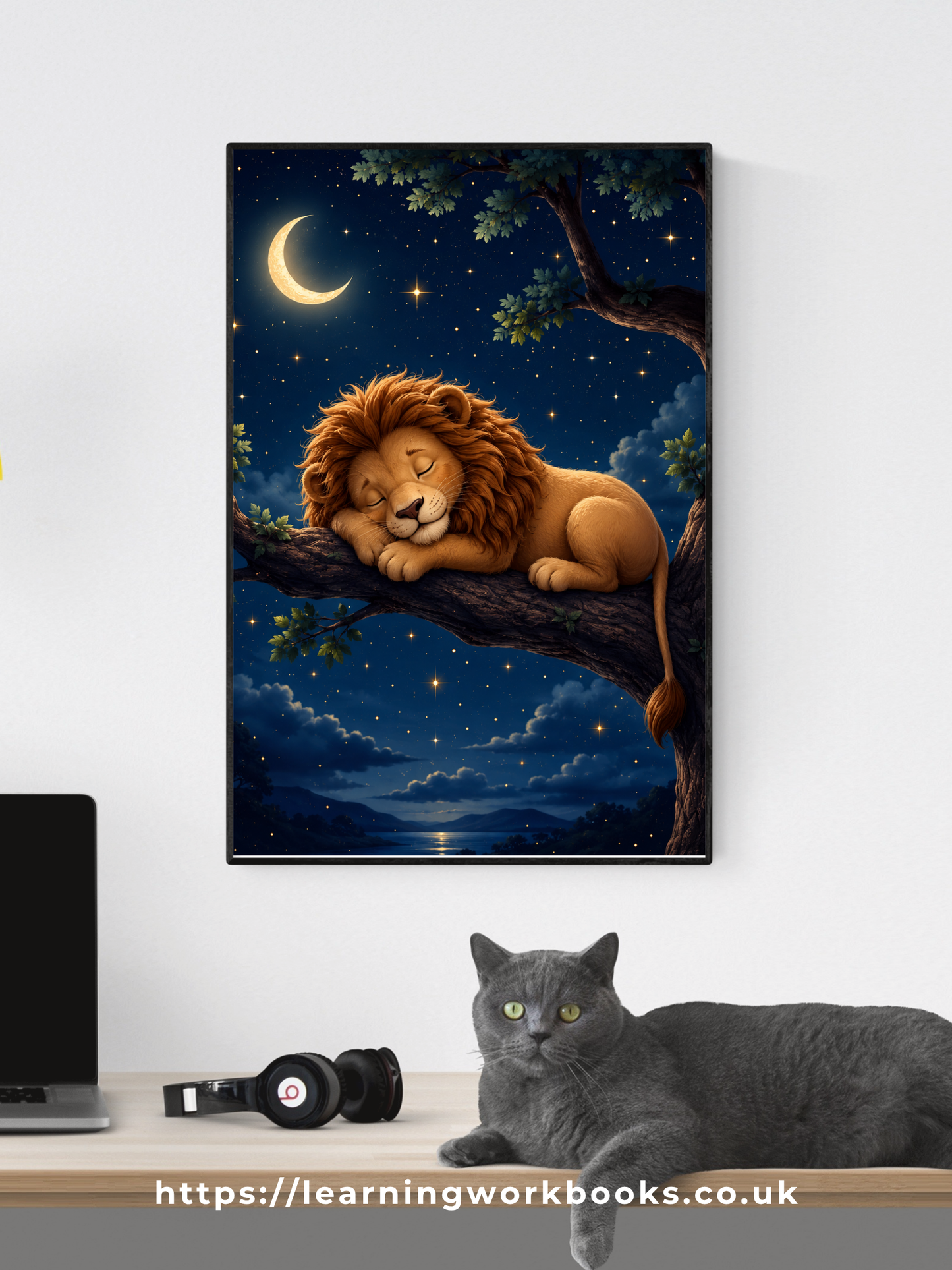 Sleeping Lion on a Branch / Lions Printable Art 2 / Premium Printable Digital Download