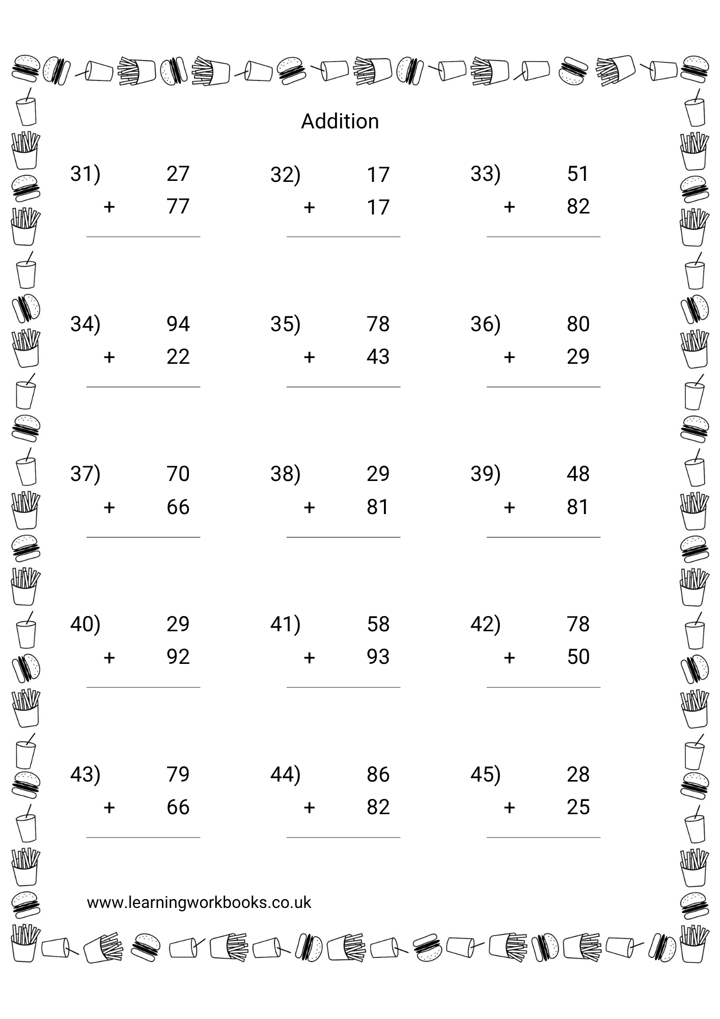 Adding Double Digits Workbook 3 (downloadable digital product)