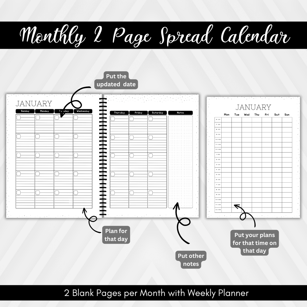 Black and White Spring Cleaning Planner