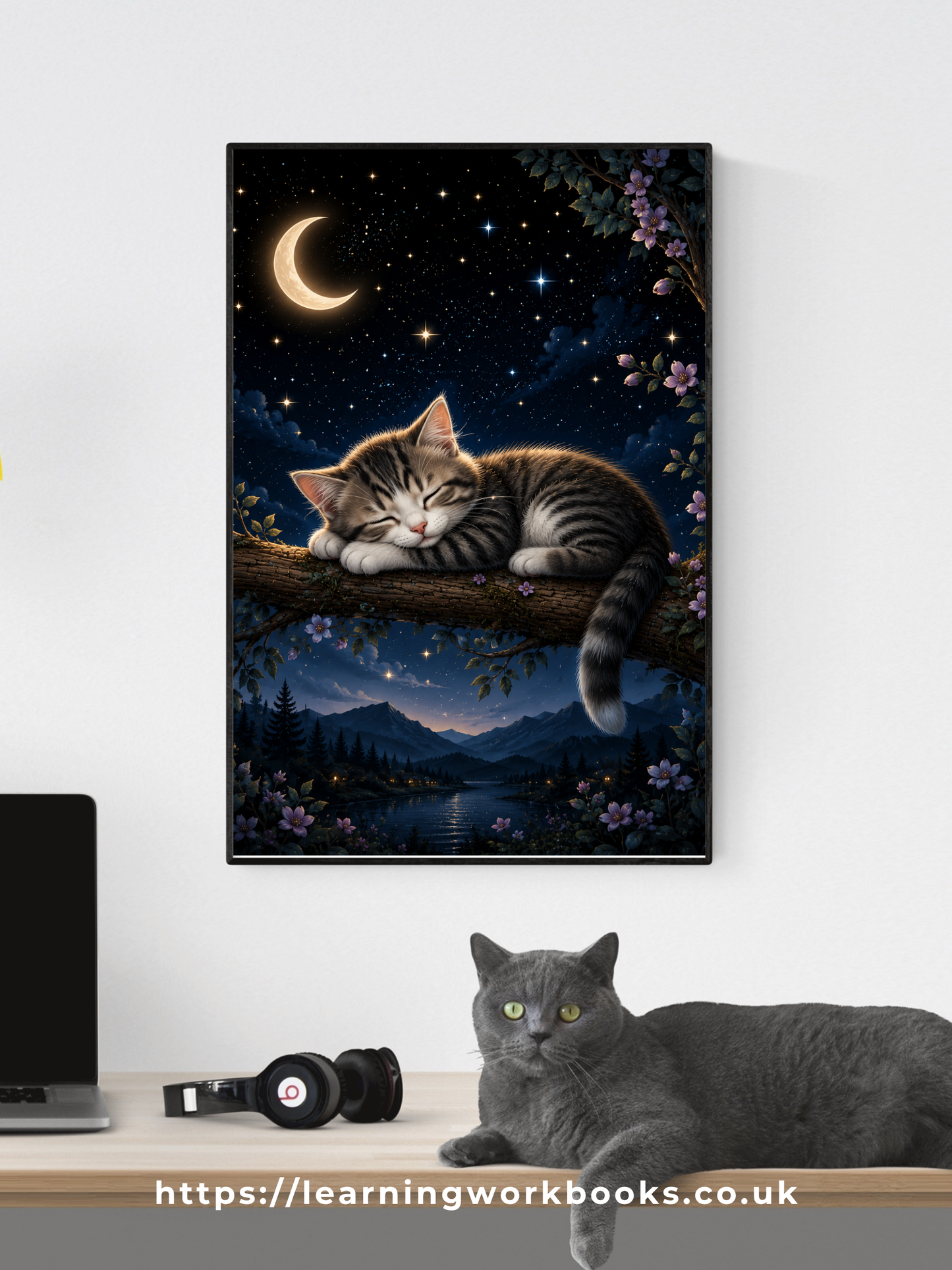 Sleeping Cat on a Branch / Cats Printable Art 2 / Premium Printable Digital Download
