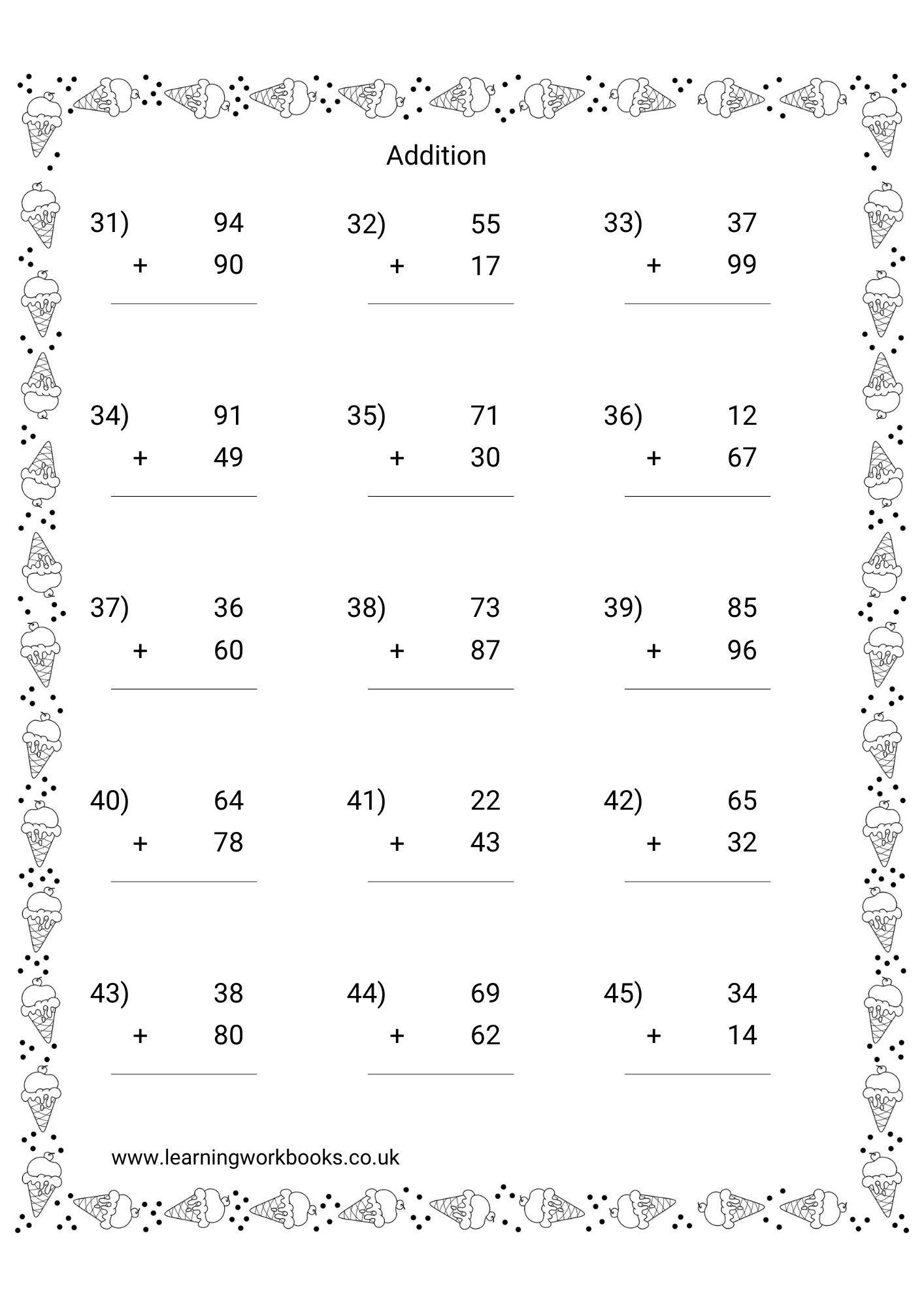 Adding Double Digits Workbook 2 (downloadable digital product)