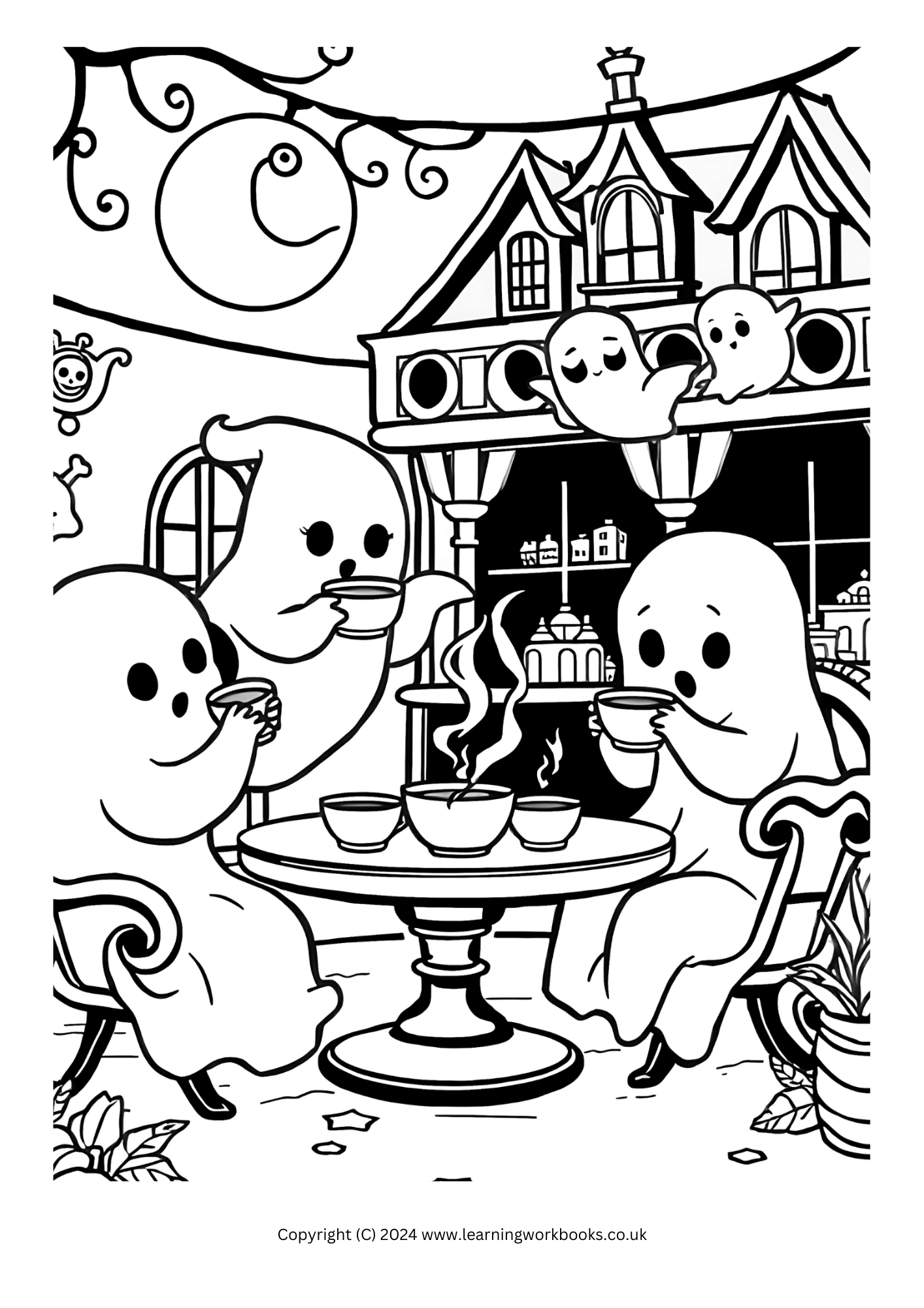 Kawaii Haunted Mansion Halloween Colouring Book