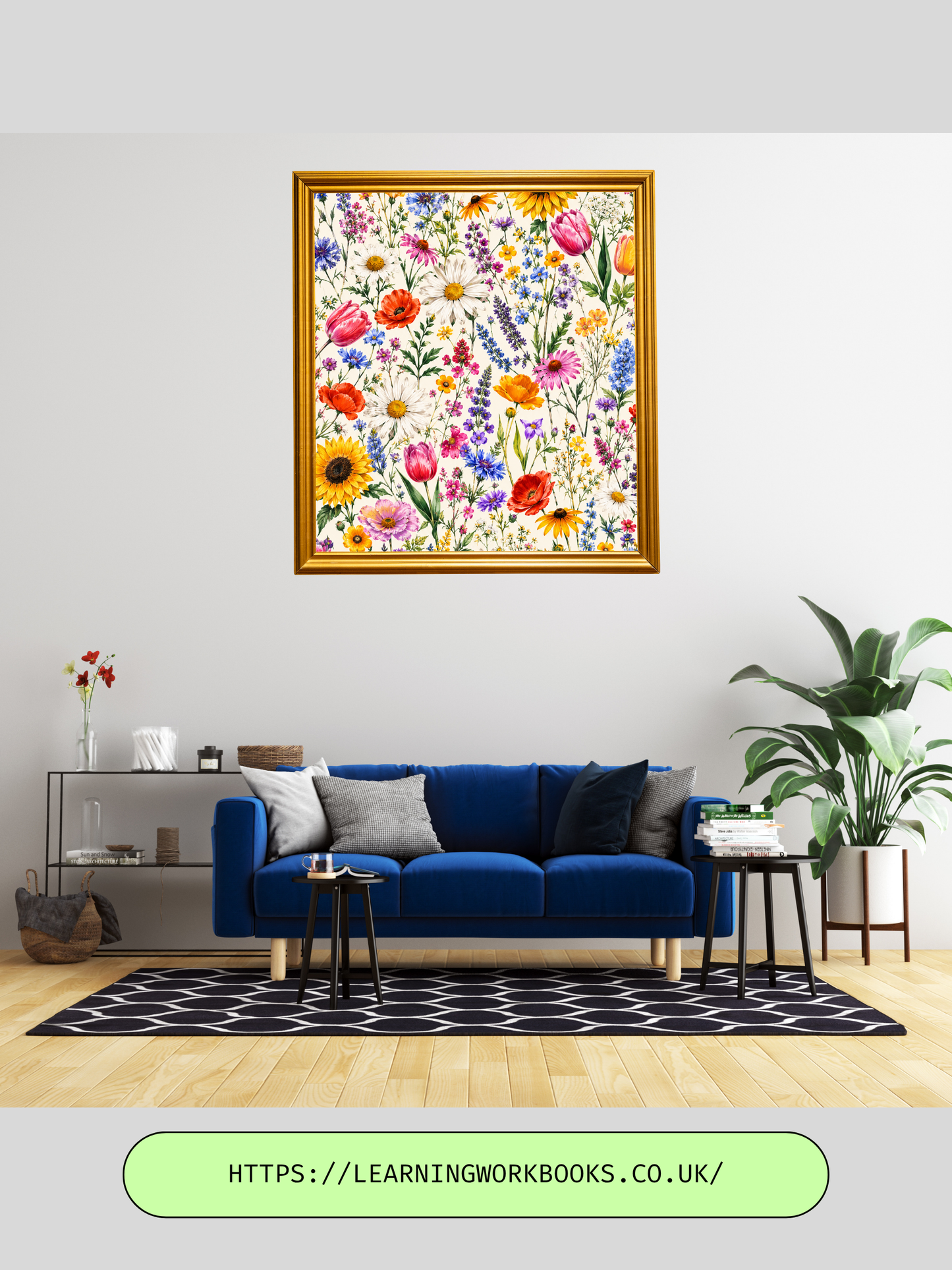Vibrant Wildflower Garden Pattern / Floral Printable Art 5 / Premium Printable Digital Download