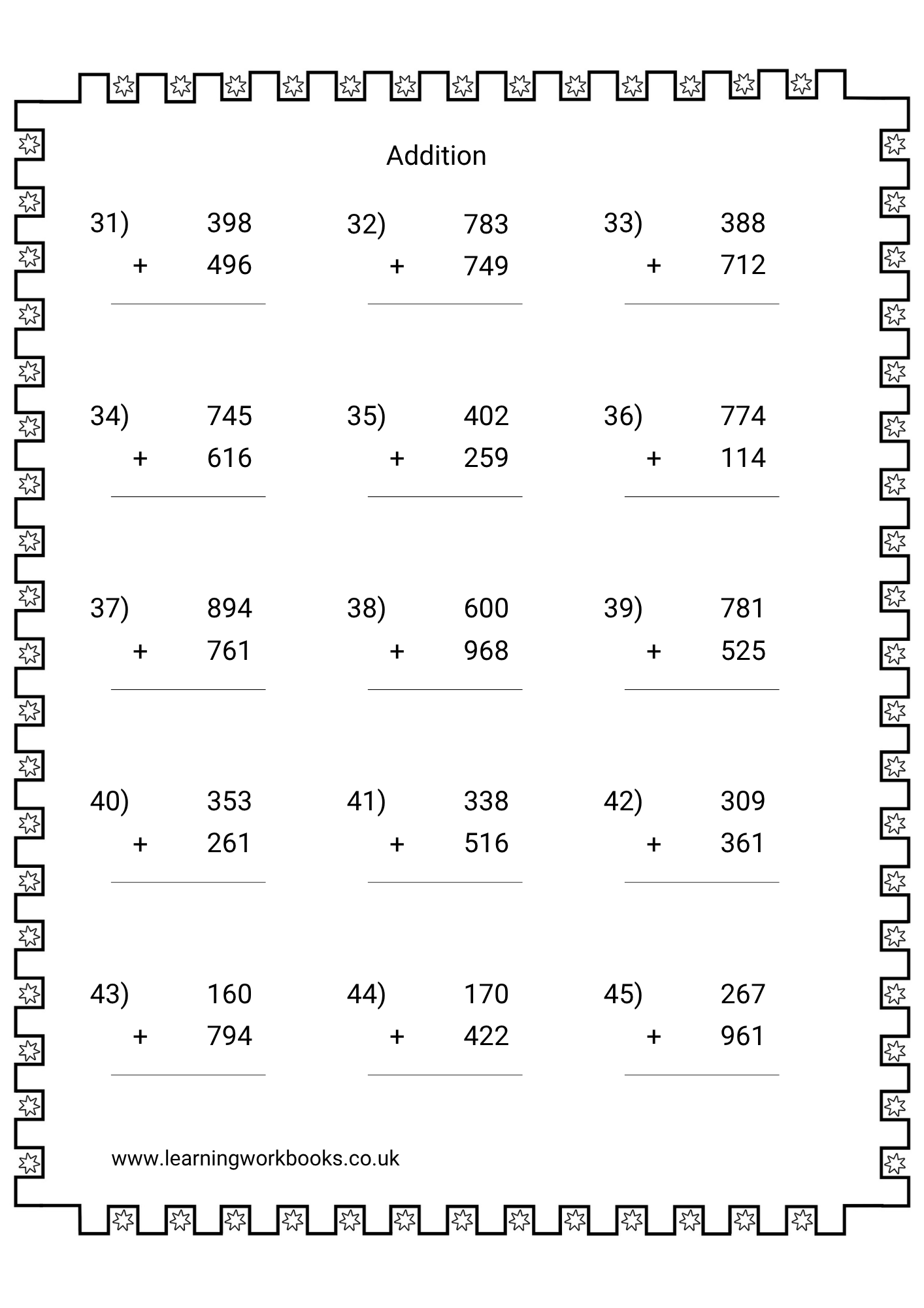 Adding 3 Digit Numbers Workbook 3 (downloadable digital product)