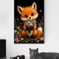 Cute Fox Holding a Bouquet / Foxes Printable Art 1 / Premium Printable Digital Download