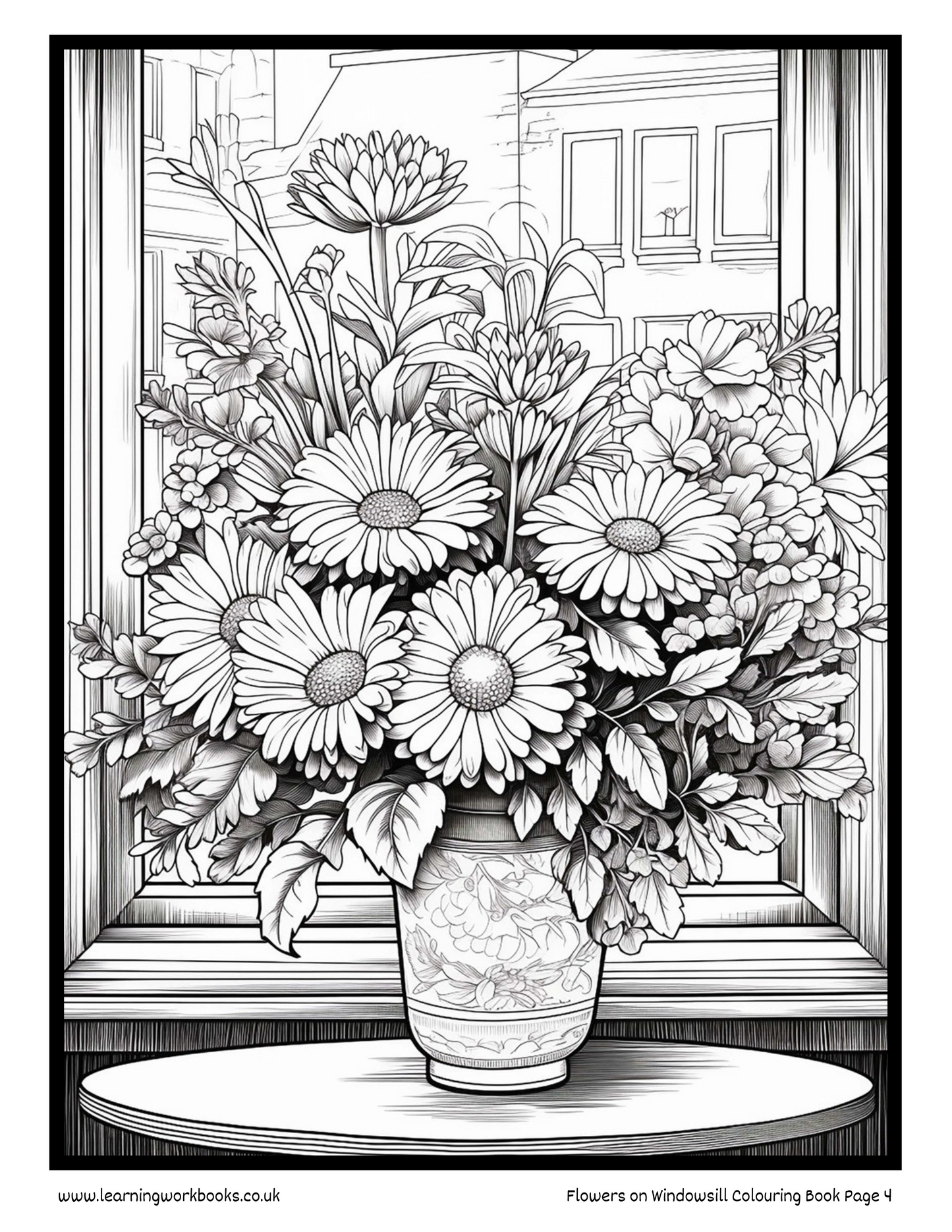 Flowers on Windowsill Colouring Book 4