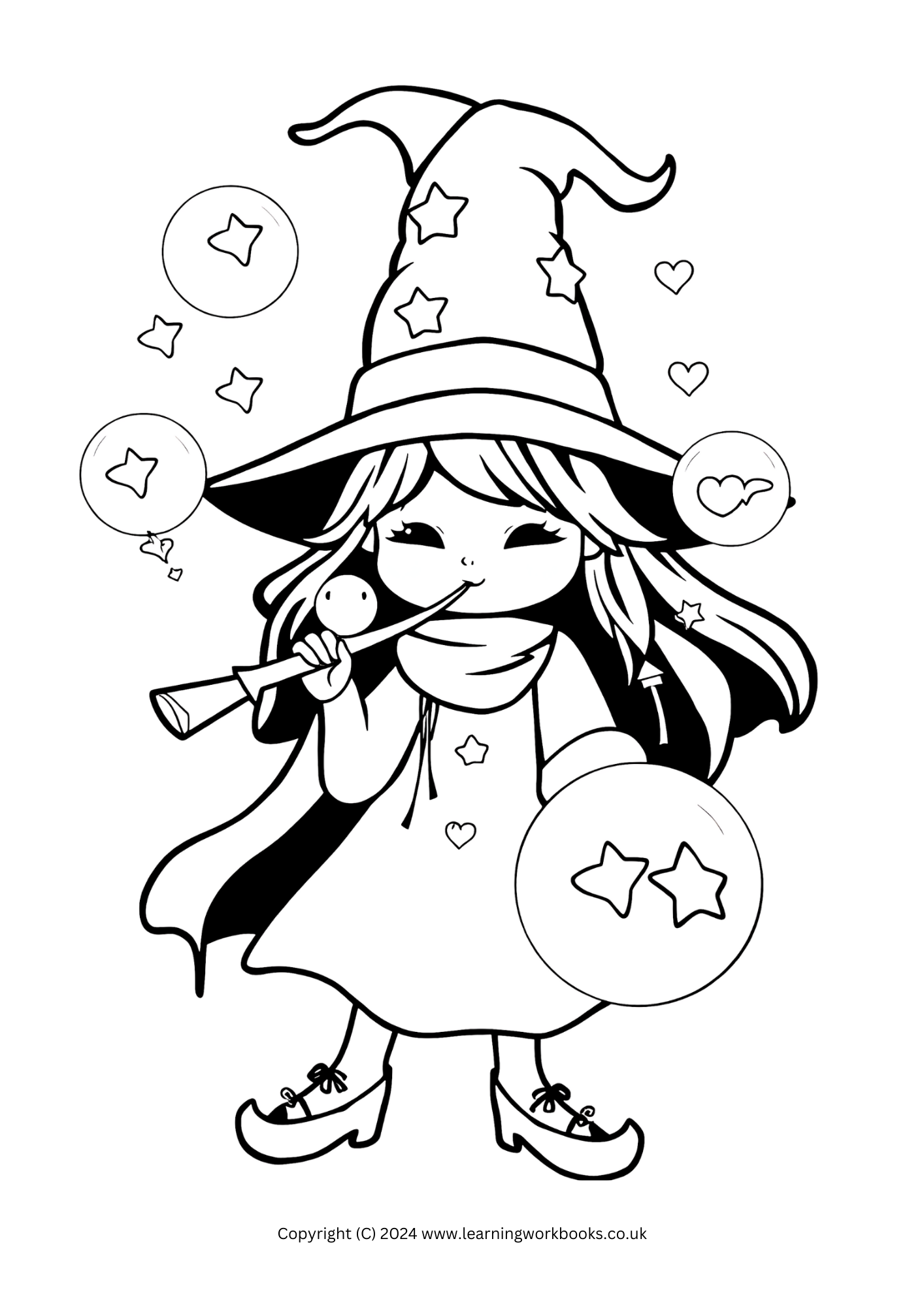 Kawaii Witches Halloween Colouring Book