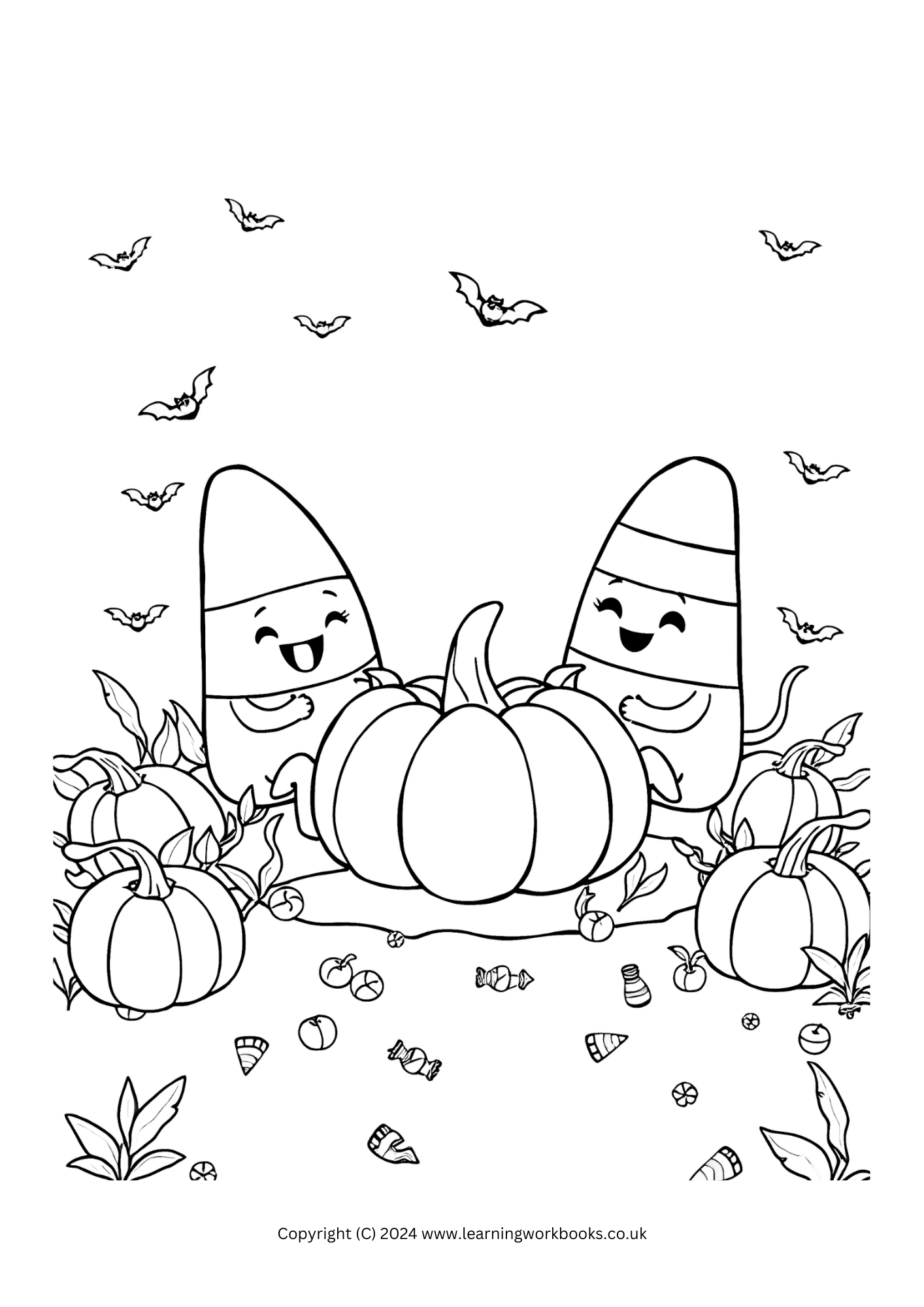 Candy Corn Creatures Halloween Colouring Book