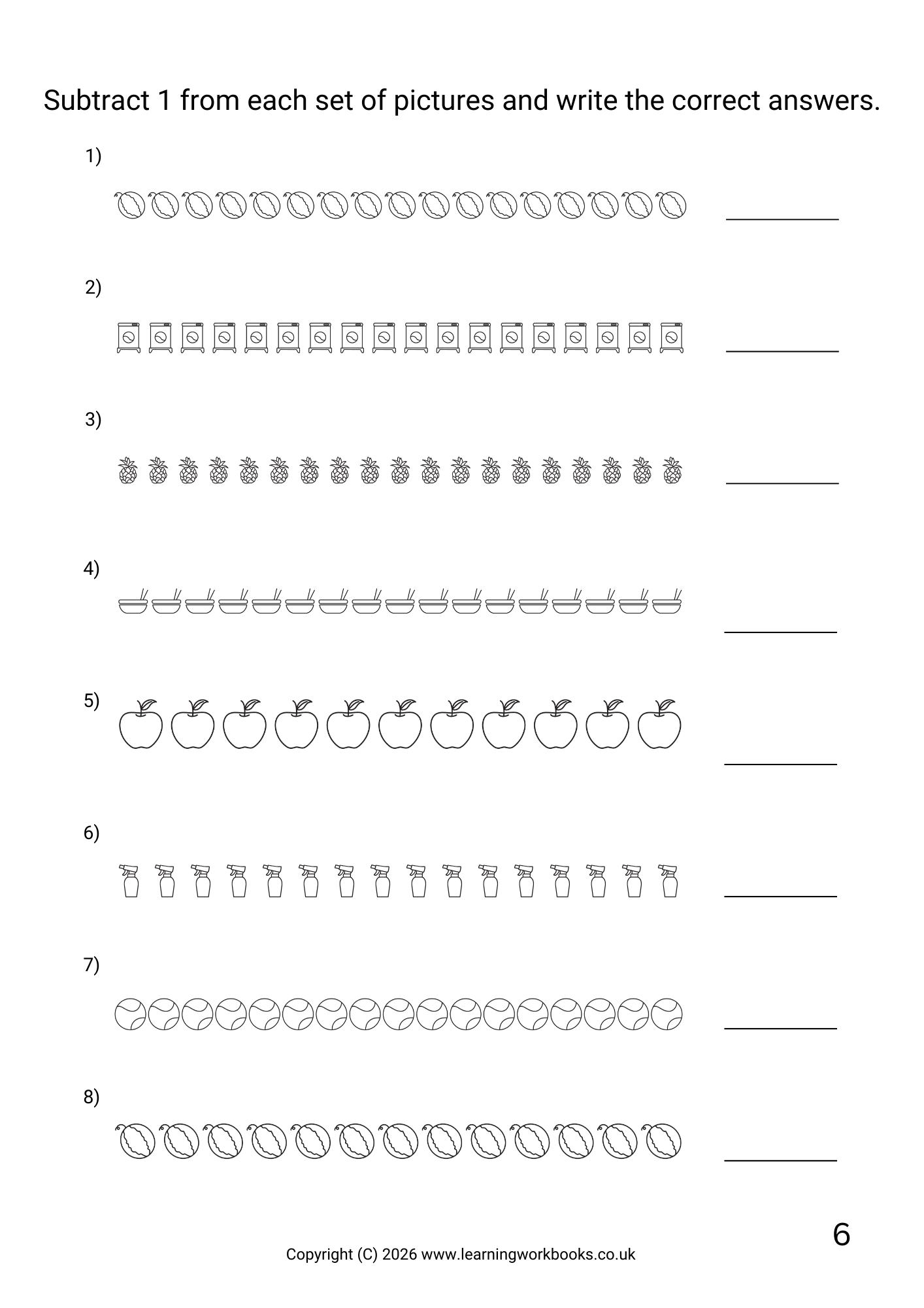 Subtraction to 20 Workbook 3 (downloadable digital product)