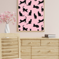 Pink Minimalist Cat Silhouette Pattern / Animal Patterns Printable Art 2 / Premium Printable Digital Download