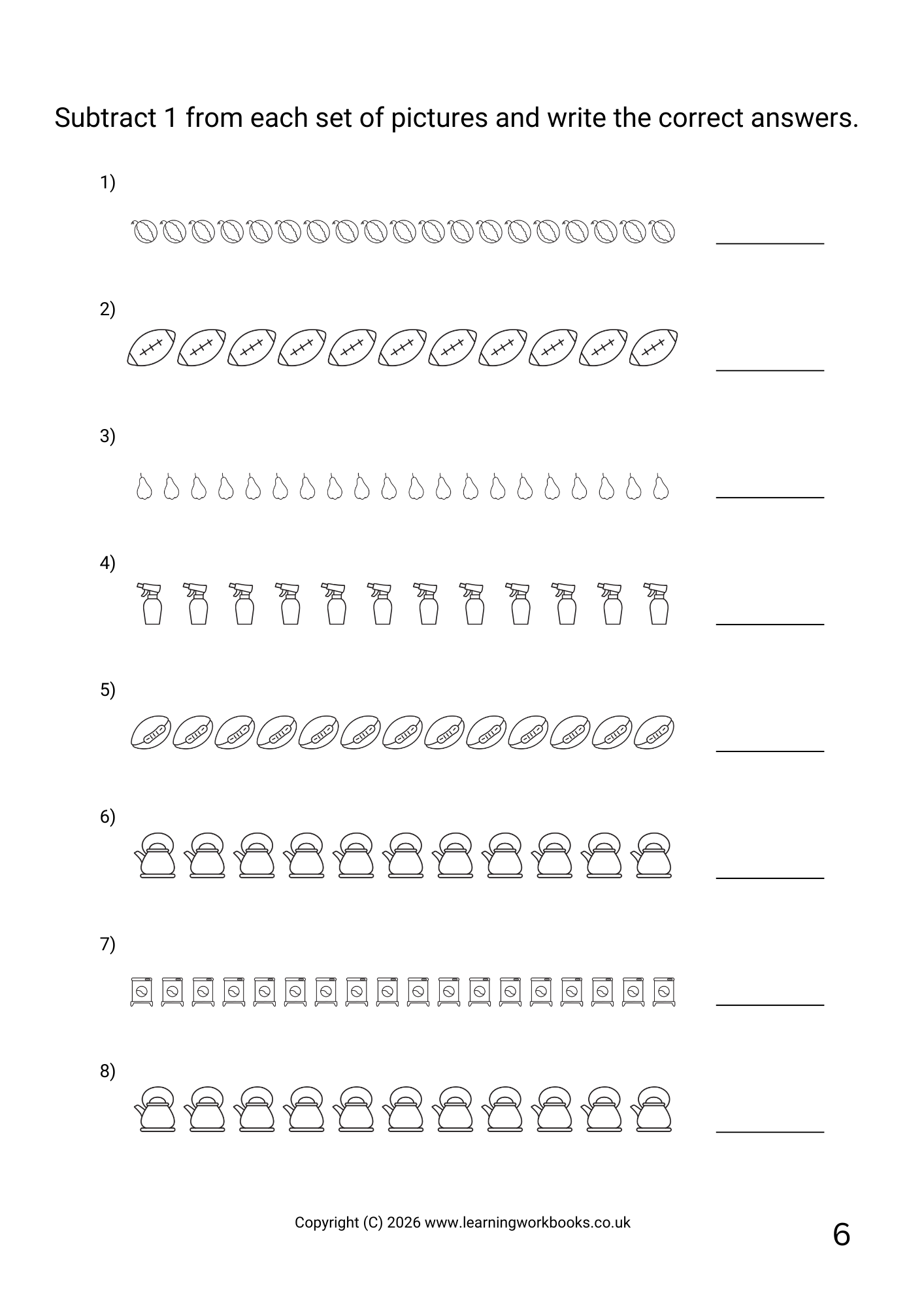 Subtraction to 20 Workbook 4 (downloadable digital product)