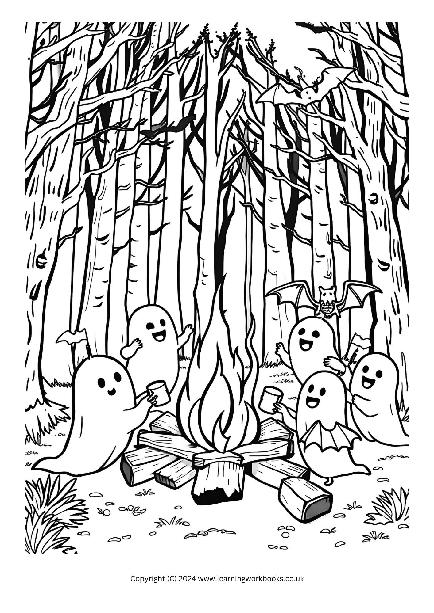 Haunted Forest Halloween Colouring Book