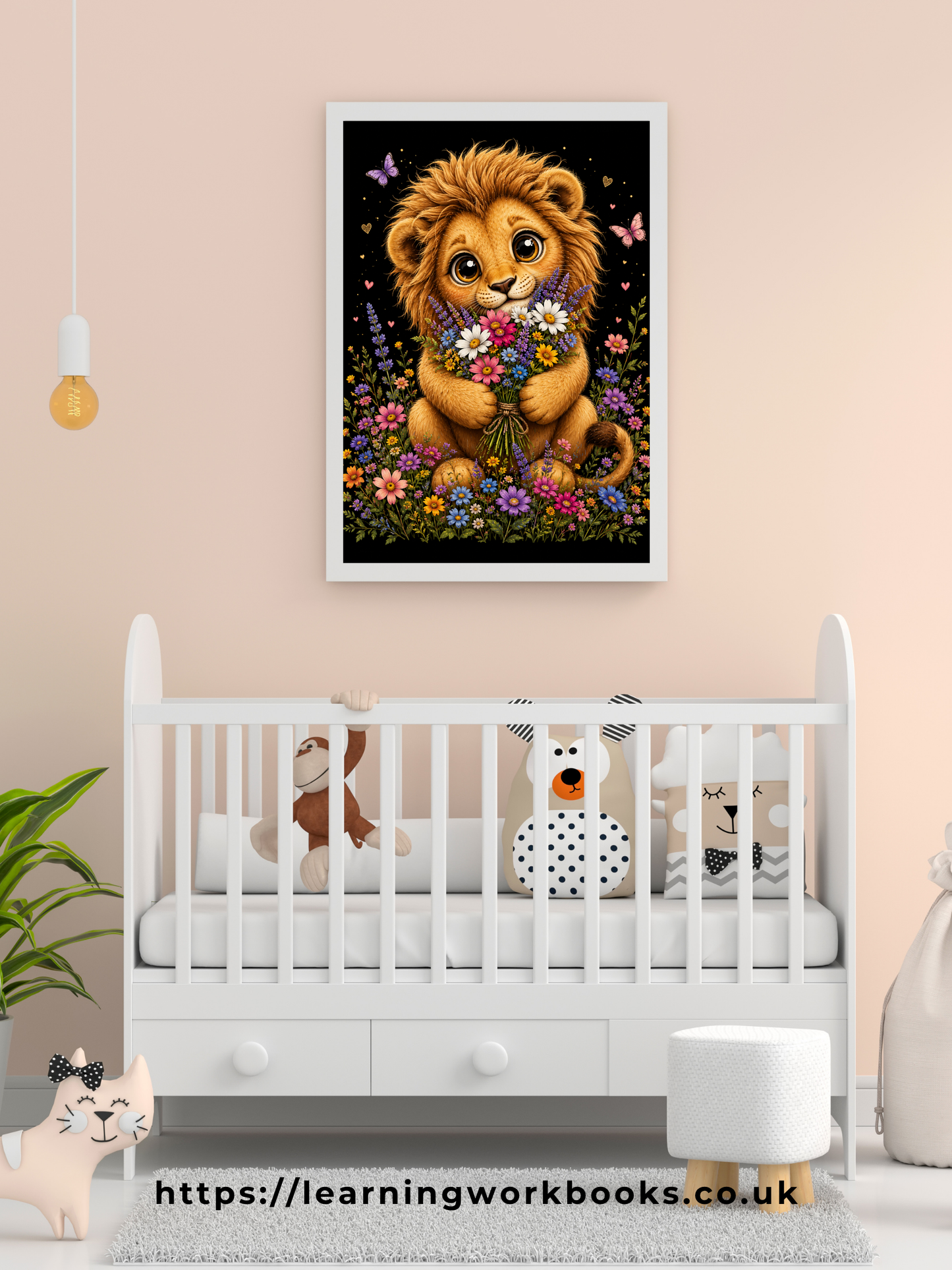 Cute Lion Holding a Bouquet / Lions Printable Art 1 / Premium Printable Digital Download
