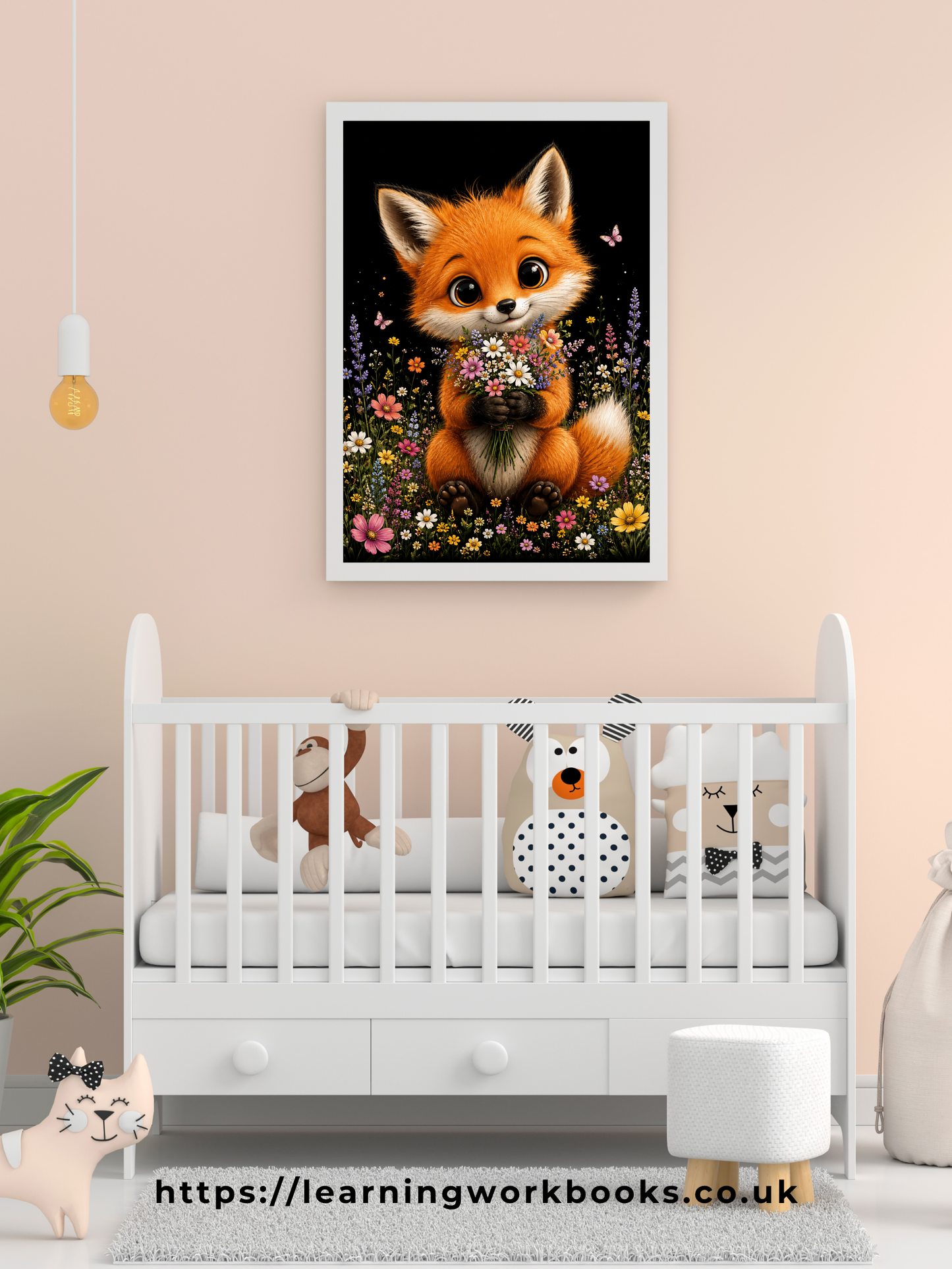 Cute Fox Holding a Bouquet / Foxes Printable Art 1 / Premium Printable Digital Download