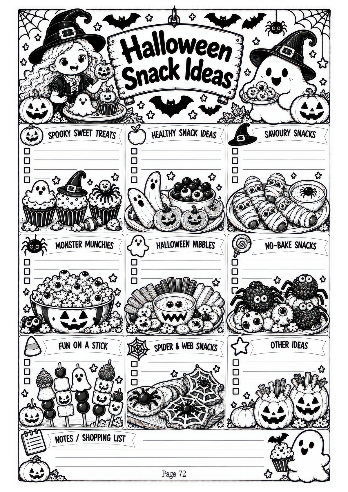 The Complete Halloween Planner / Design 1 / 100 Pages of Printable Halloween Planning Sheets