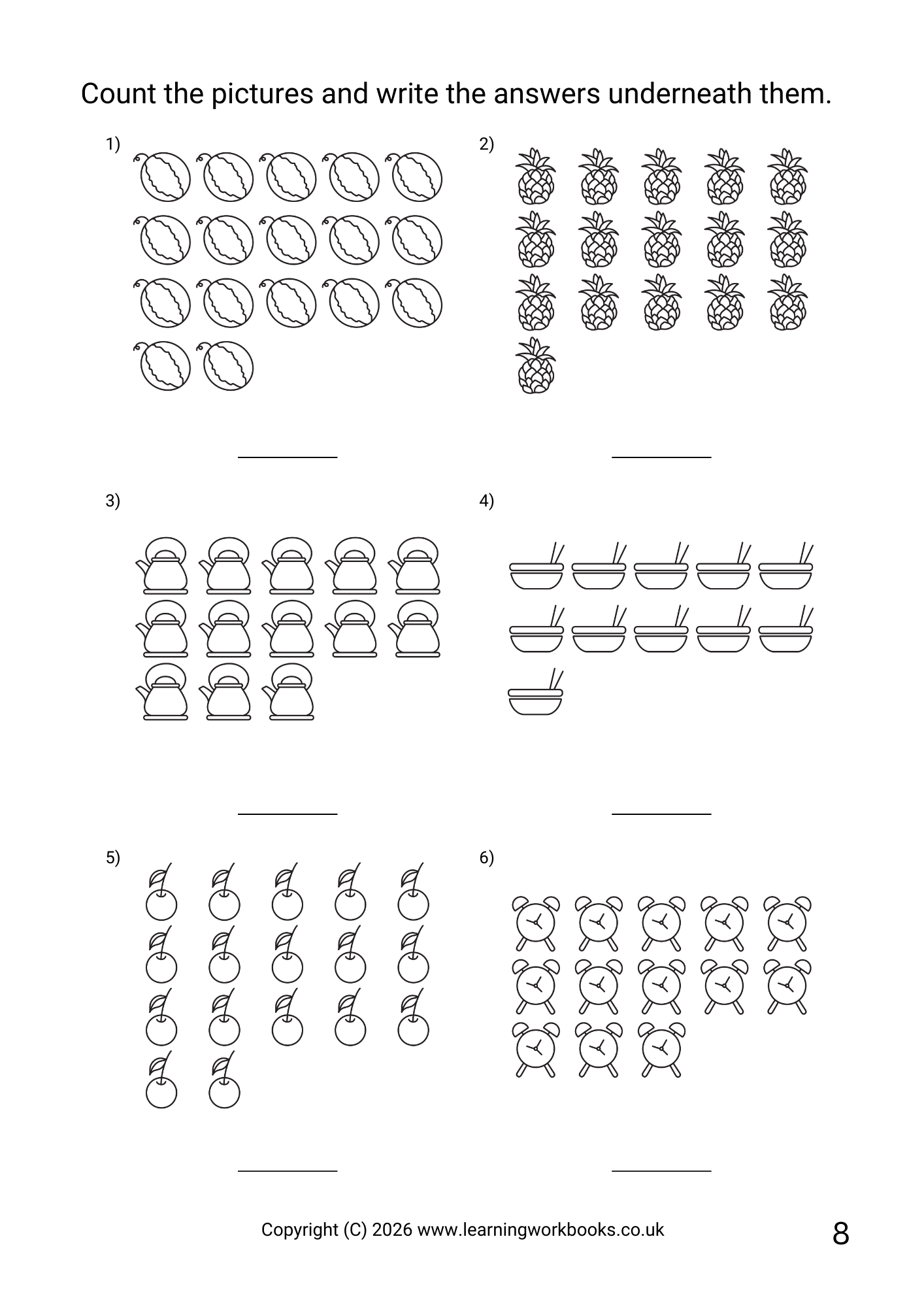 Counting to 20 Workbook 4 (downloadable digital product)
